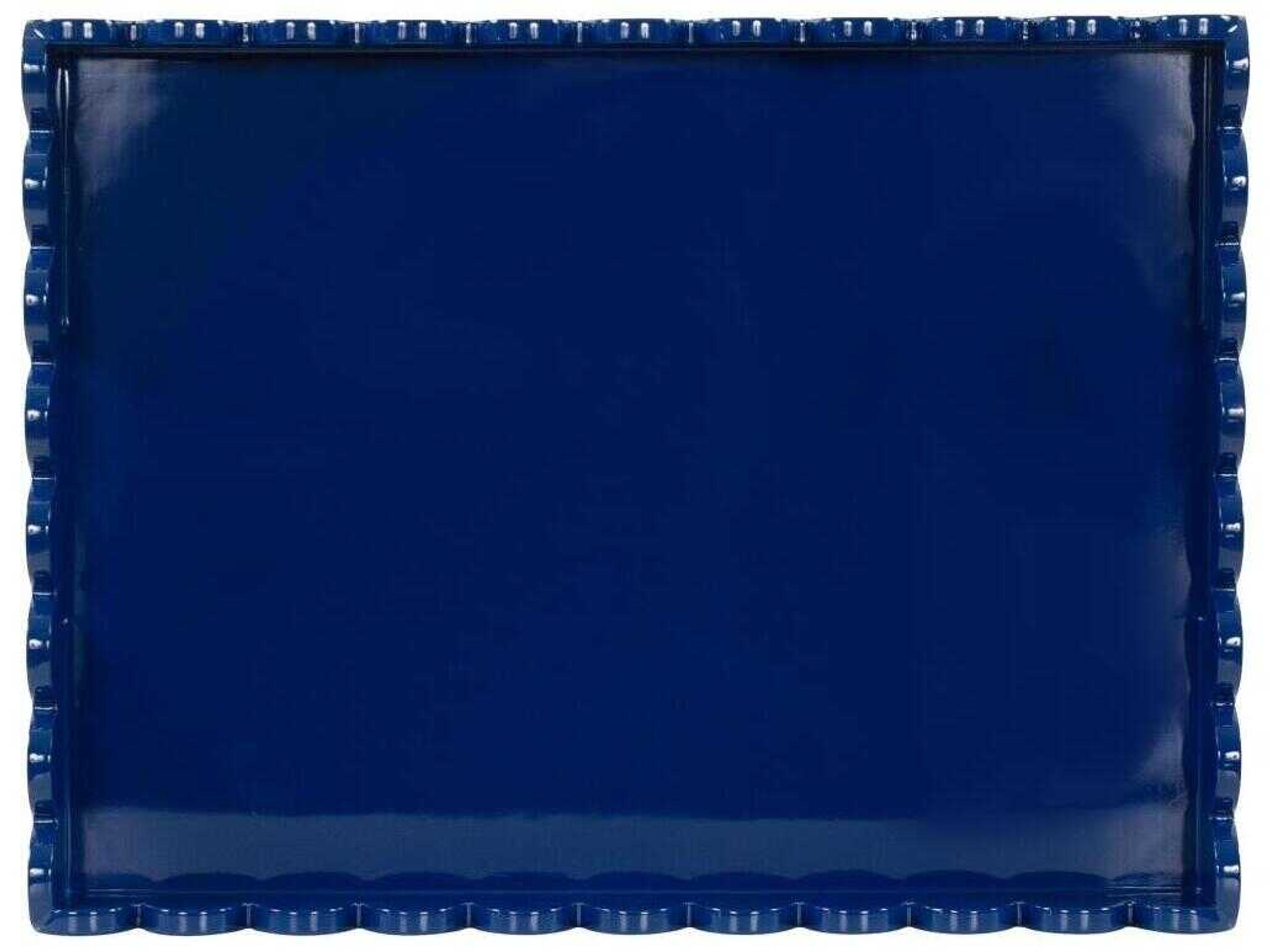Howard Elliott Scalloped Riviera Glossy Blue Serving Tray