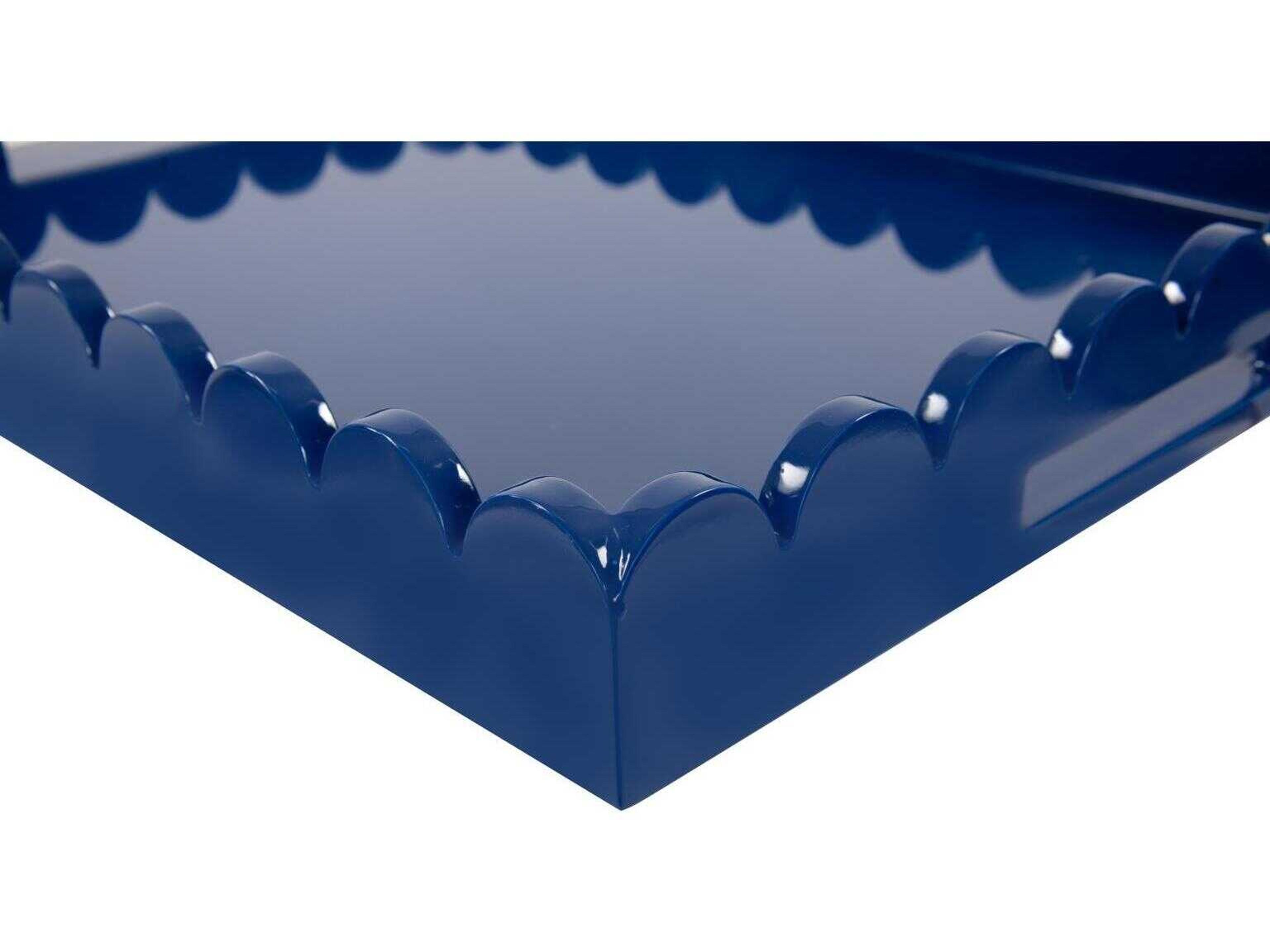 Howard Elliott Scalloped Riviera Glossy Blue Serving Tray
