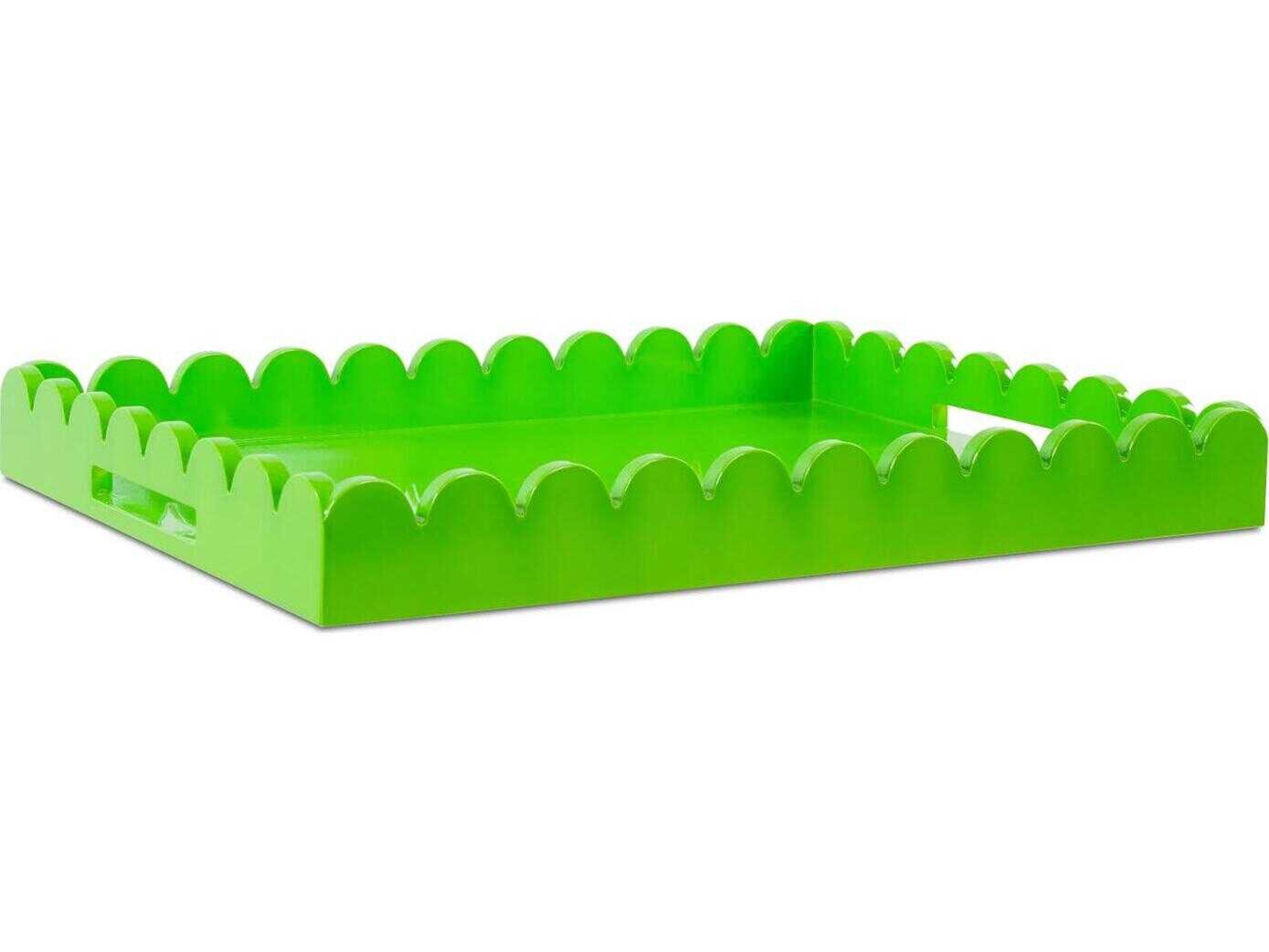 Howard Elliott Scalloped Riviera Glossy Green Serving Tray