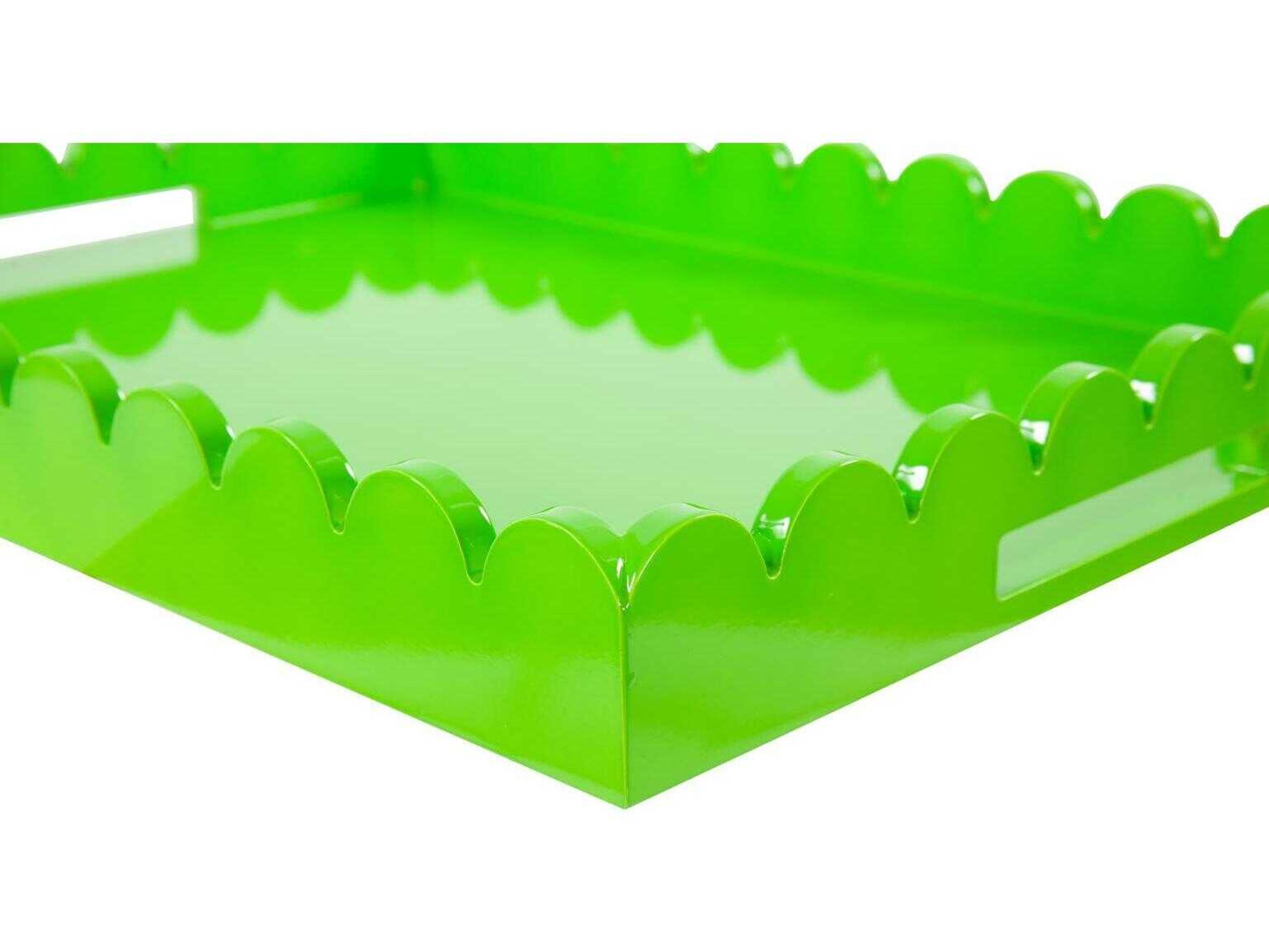 Howard Elliott Scalloped Riviera Glossy Green Serving Tray