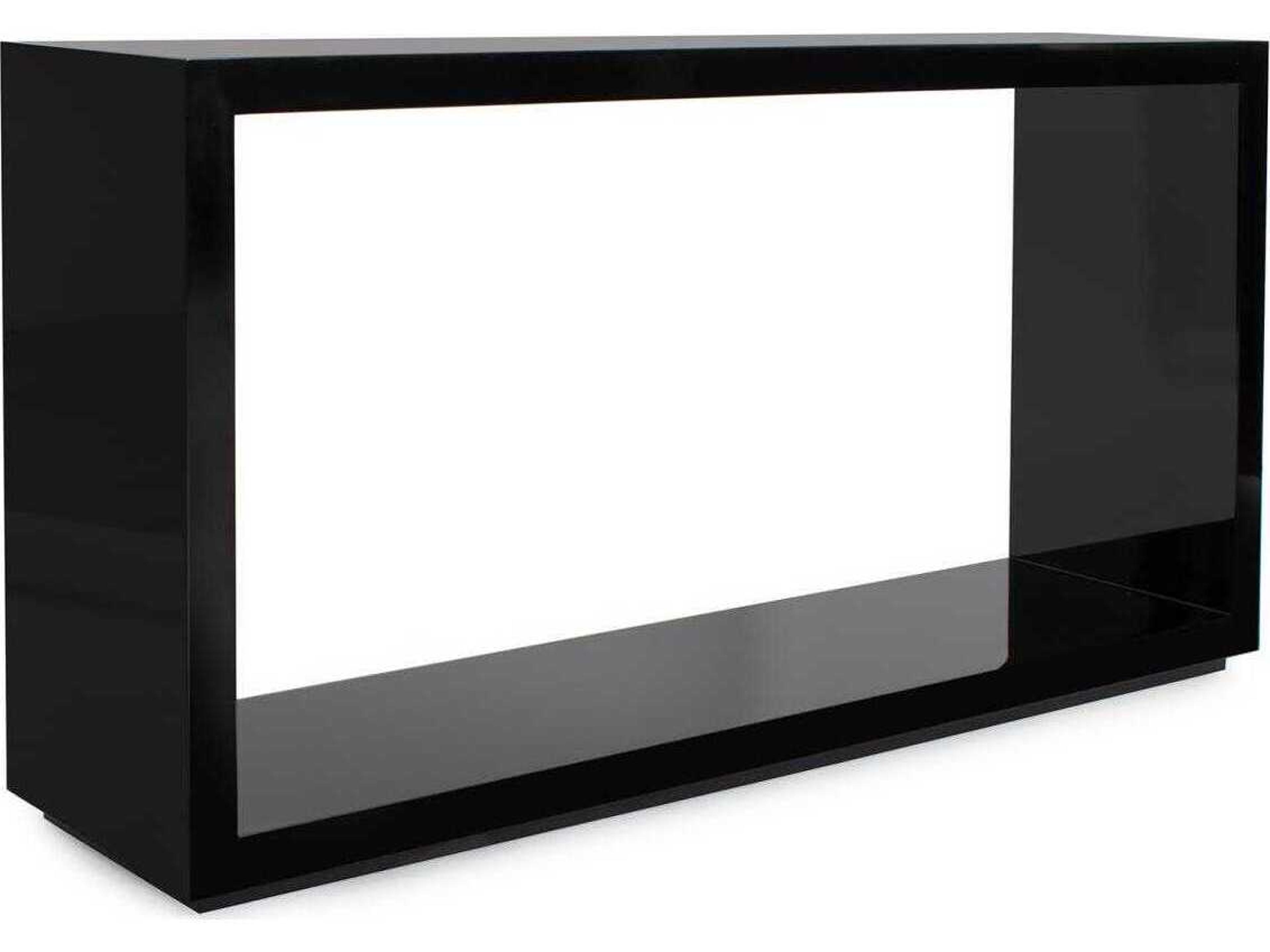 Nero Rectangular Wood Glossy Black Console Table