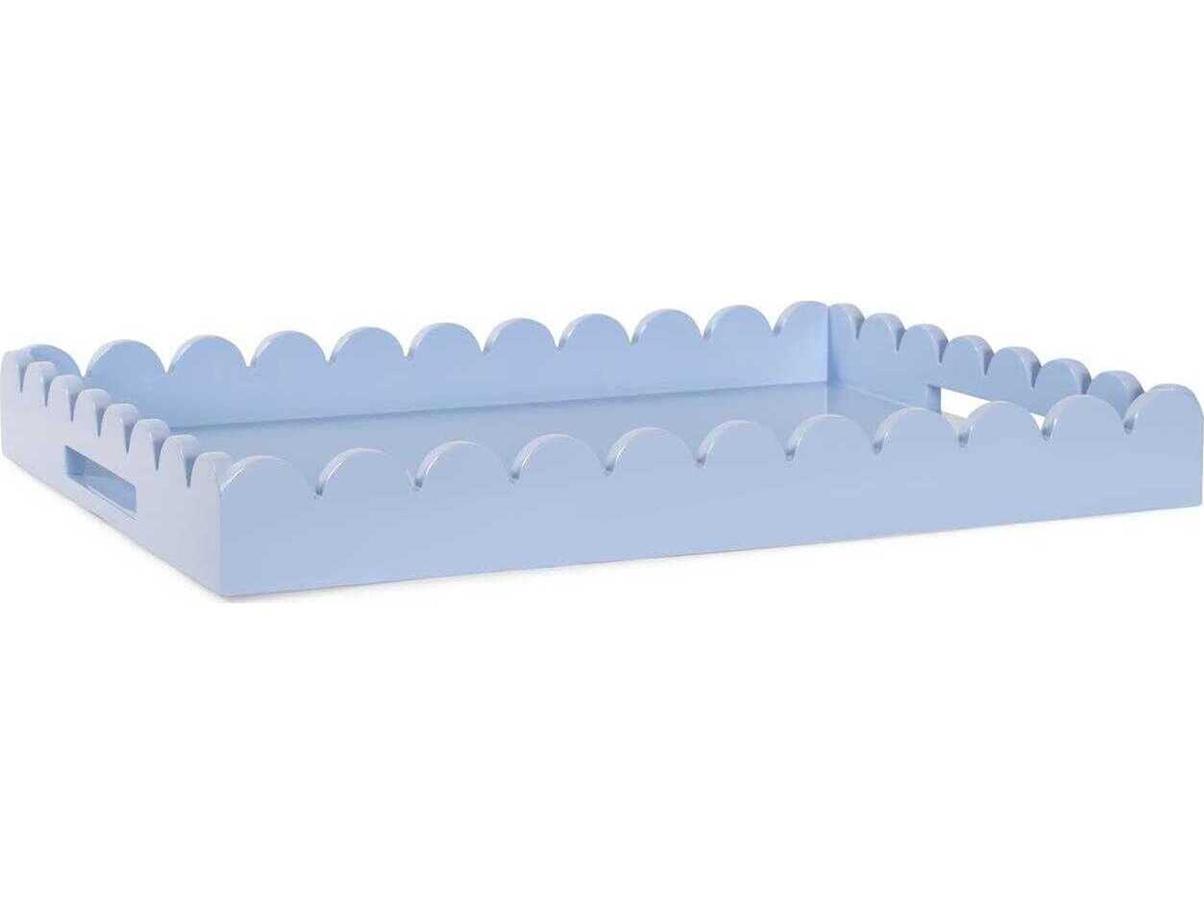 Scalloped Riviera Light Blue Grey Serving Tray