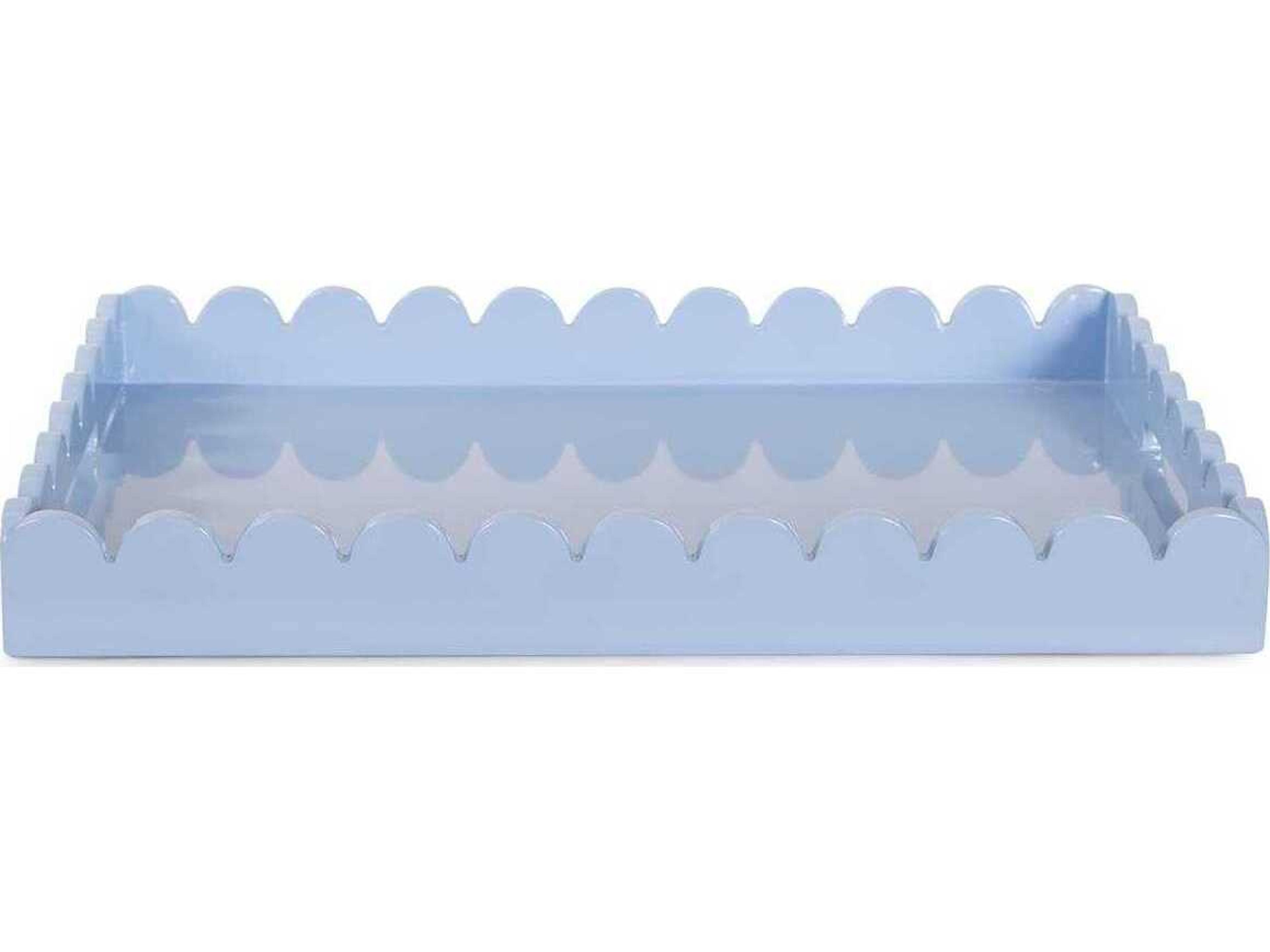Howard Elliott Scalloped Riviera Light Blue Grey Serving Tray