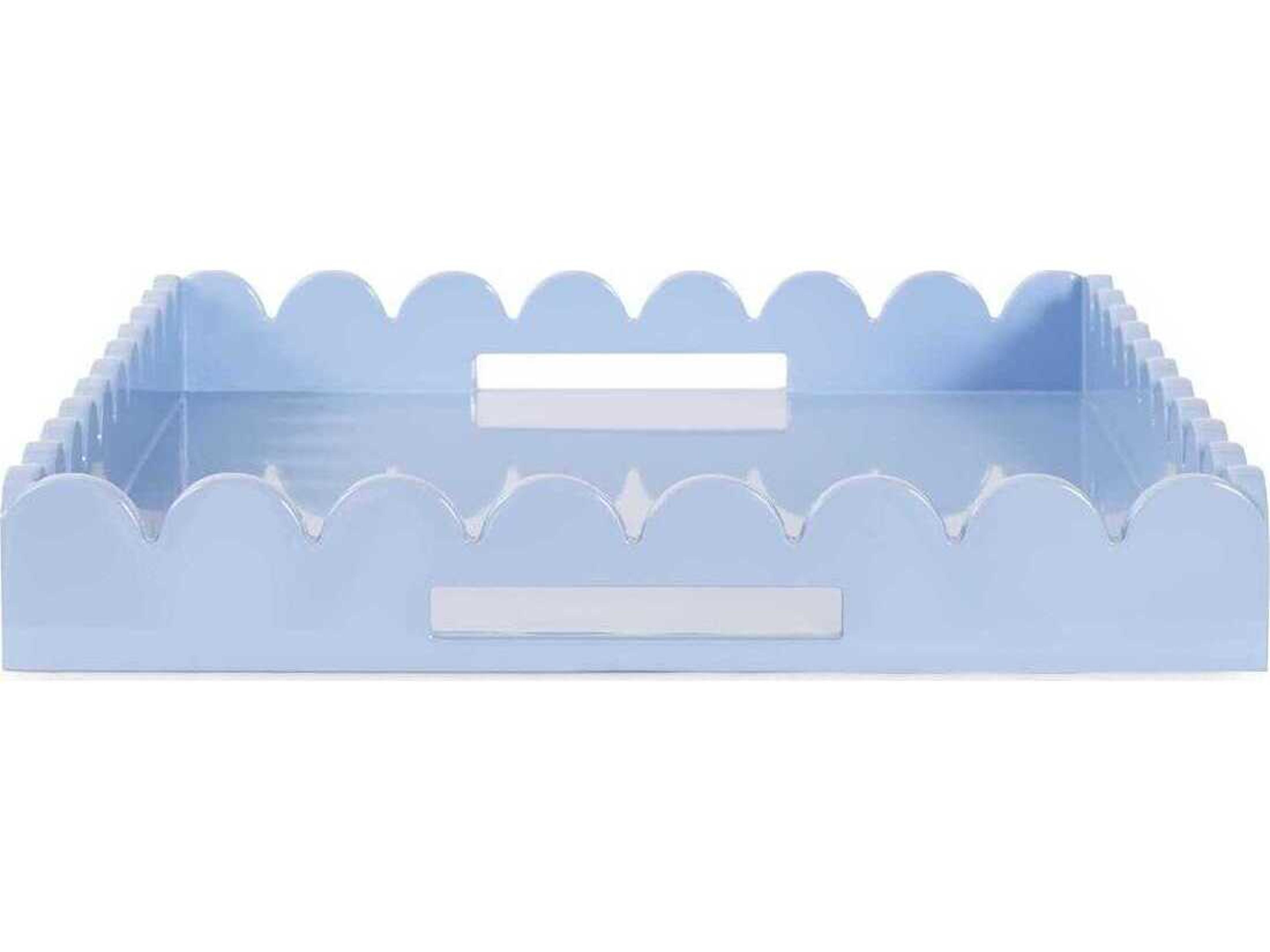 Howard Elliott Scalloped Riviera Light Blue Grey Serving Tray