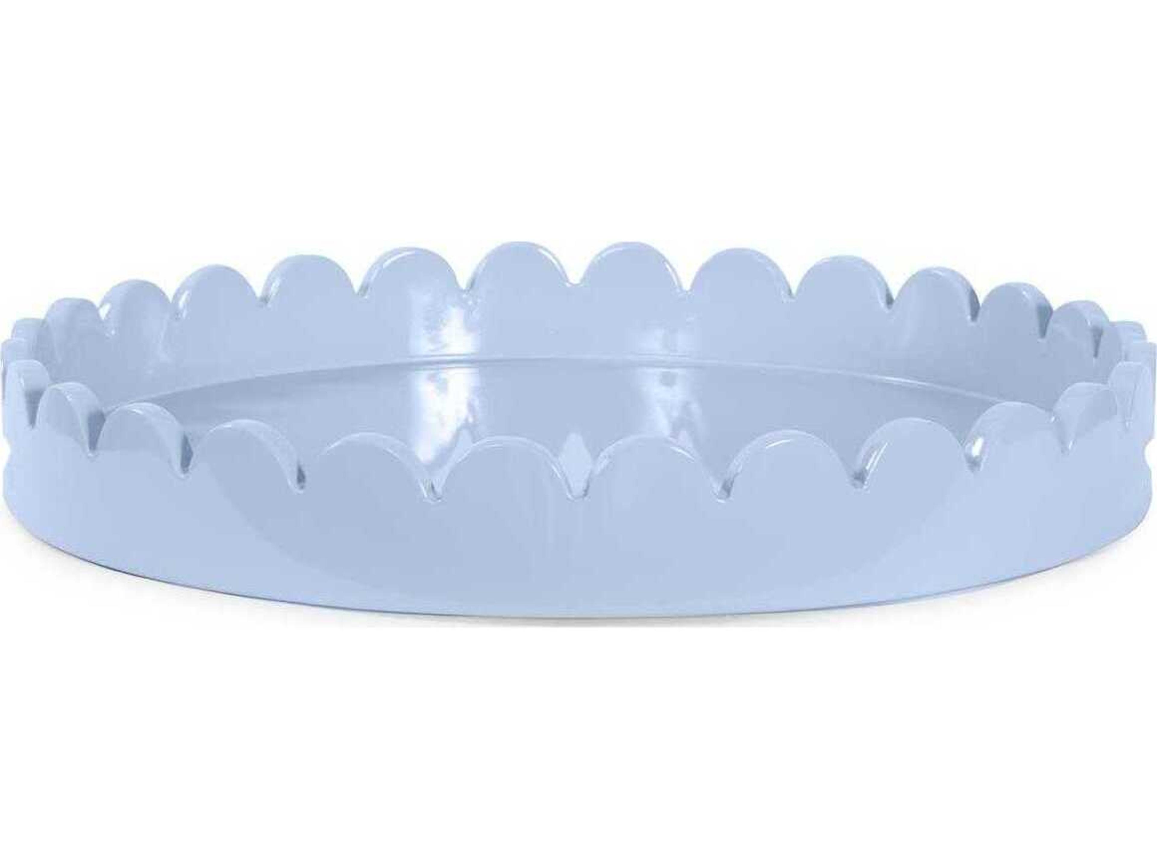 Scalloped Riviera Light Blue Grey Serving Tray