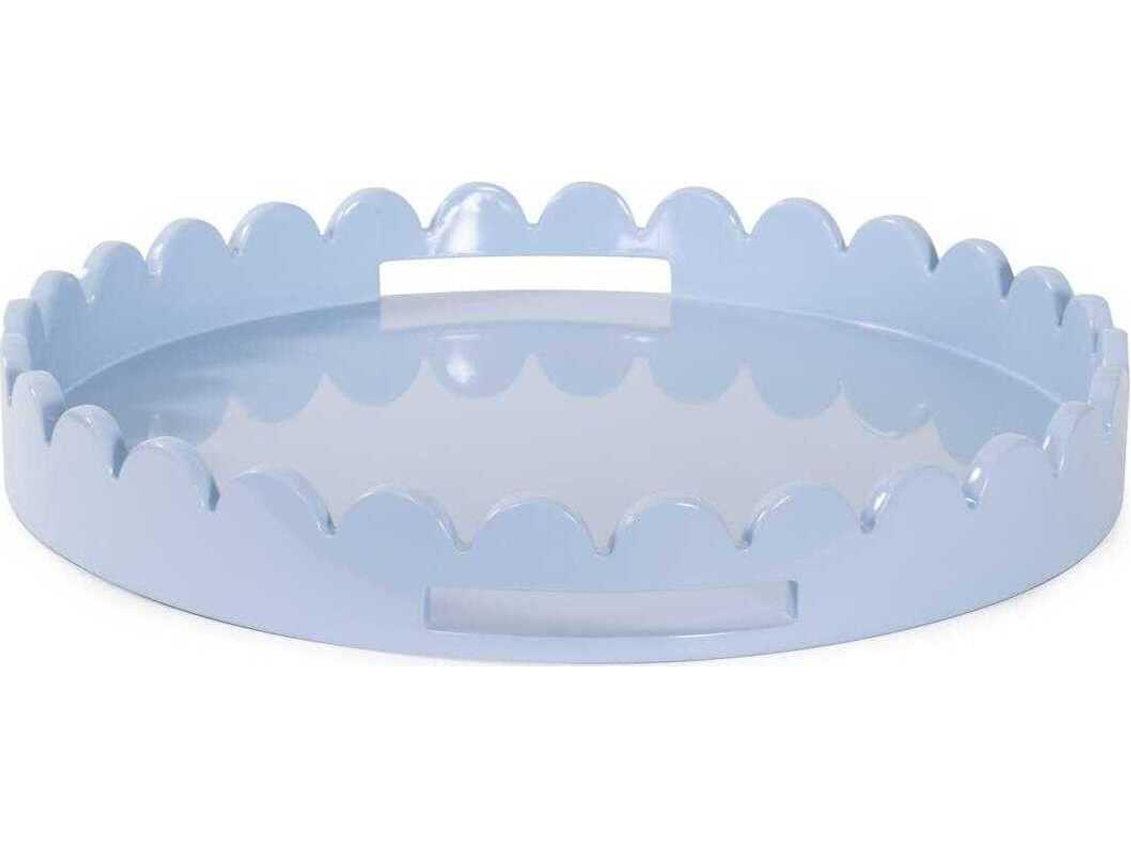 Howard Elliott Scalloped Riviera Light Blue Grey Serving Tray