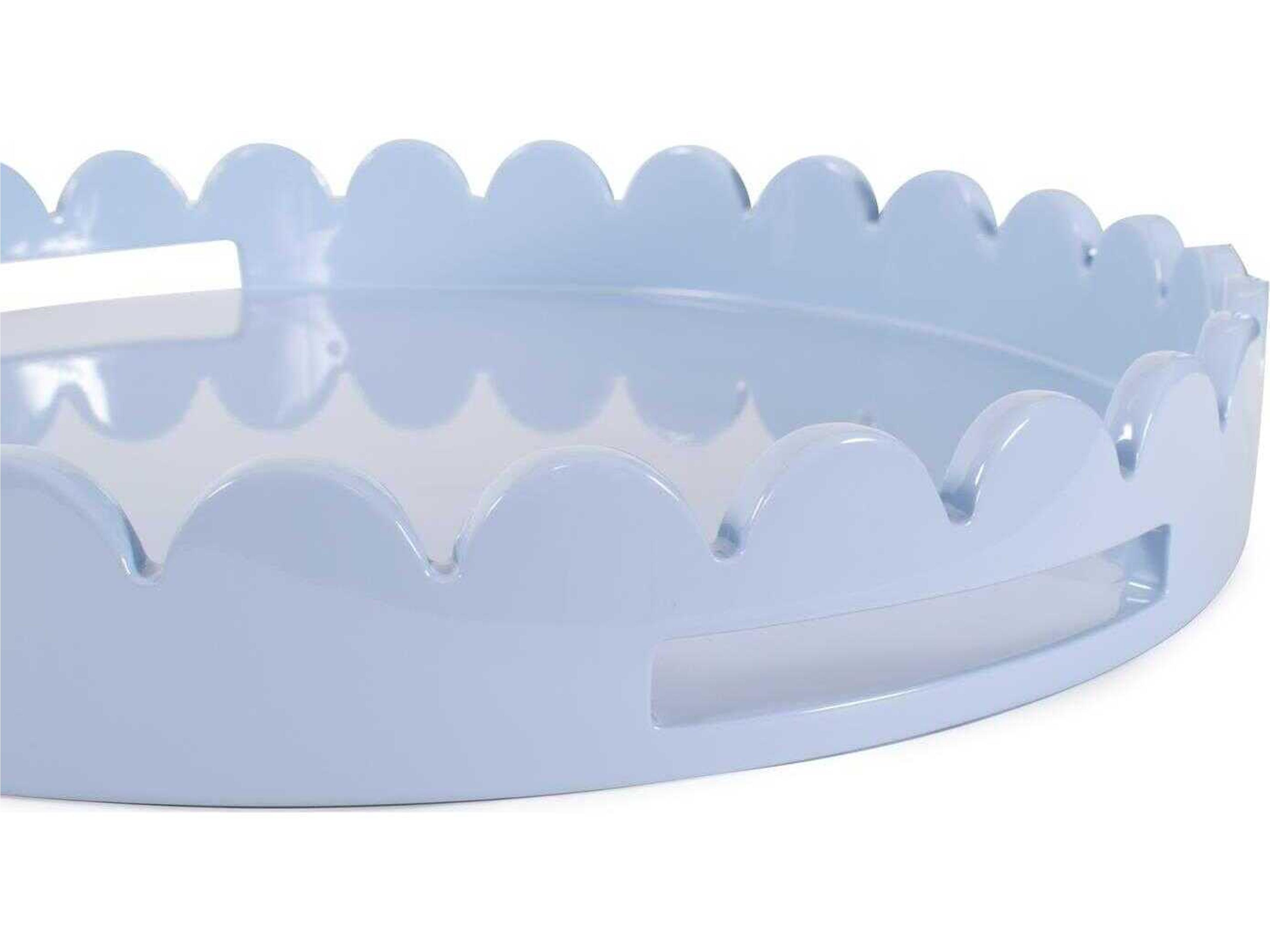 Howard Elliott Scalloped Riviera Light Blue Grey Serving Tray