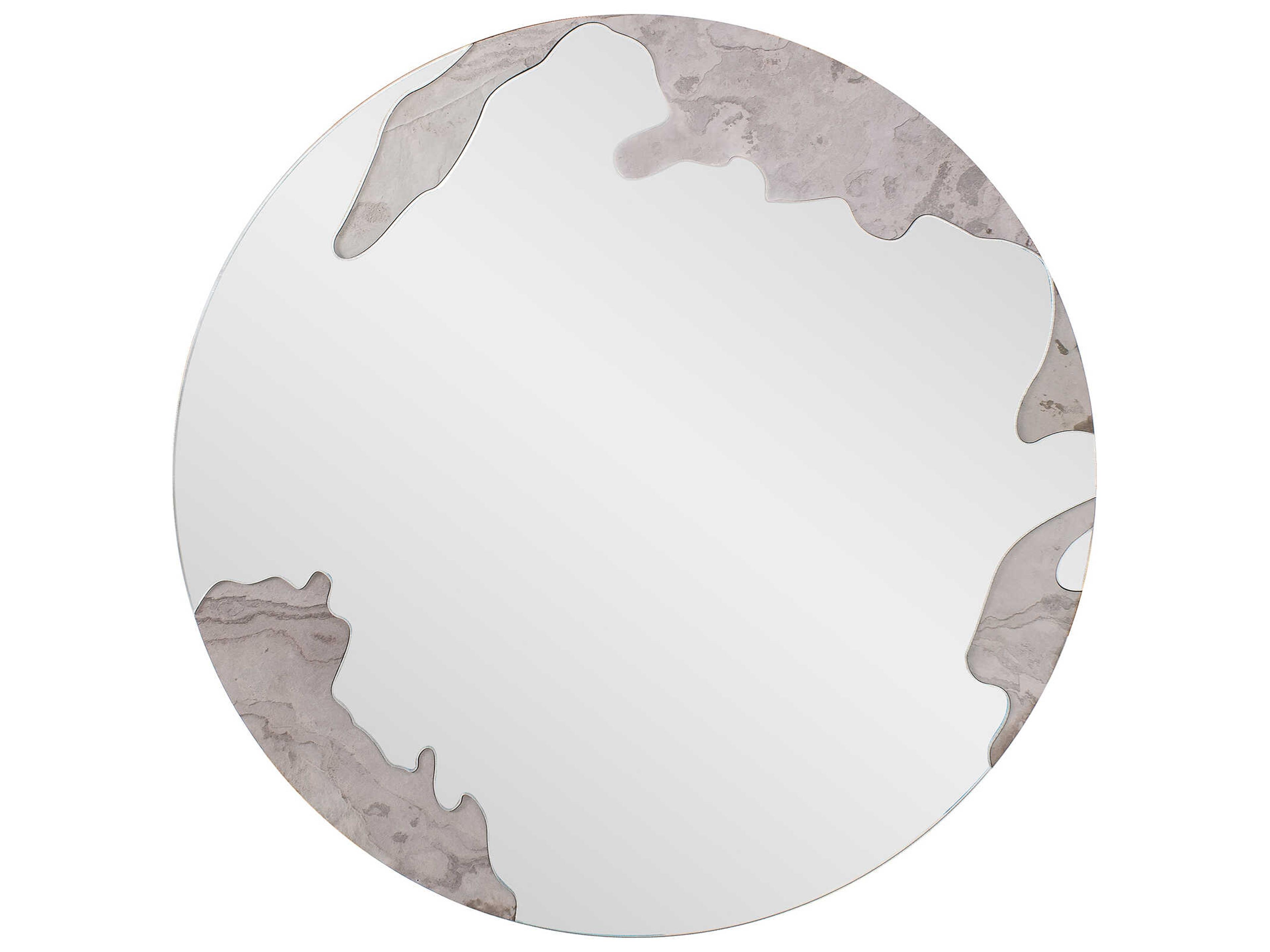 Universal Stone Gray Round Wall Mirror