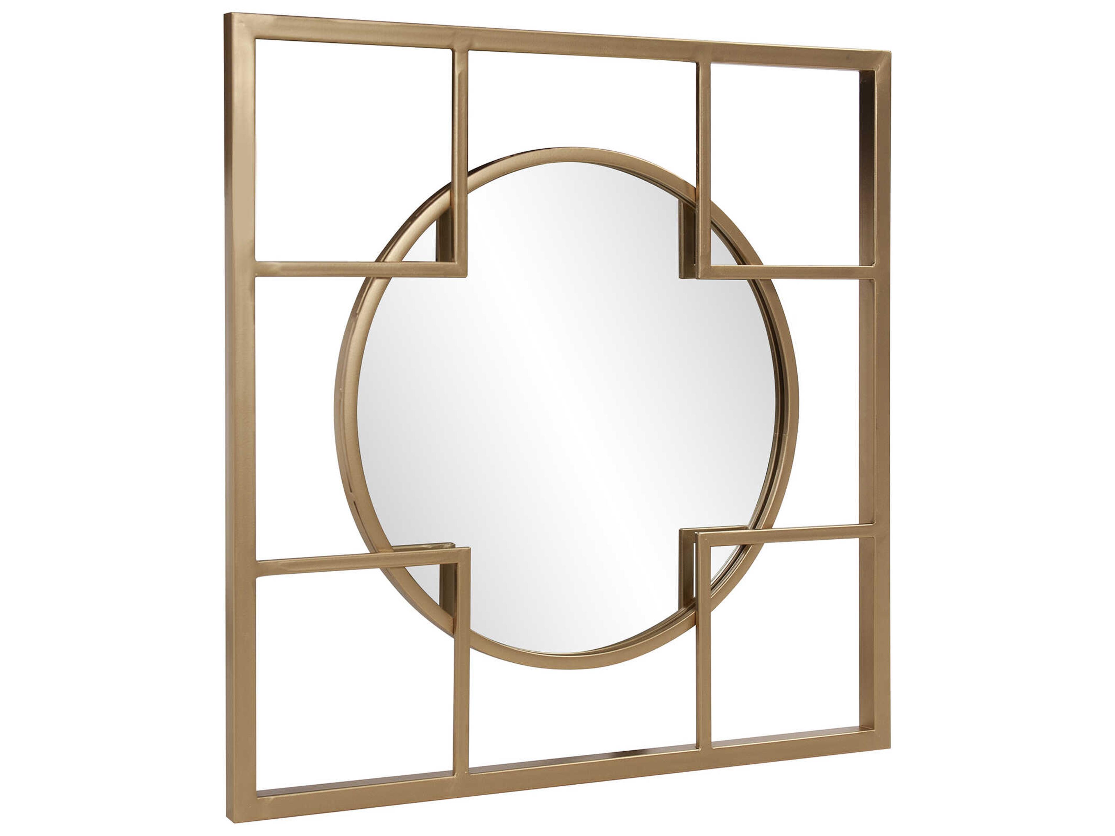 Howard Elliott Sira Matte Gold Round Wall Mirror