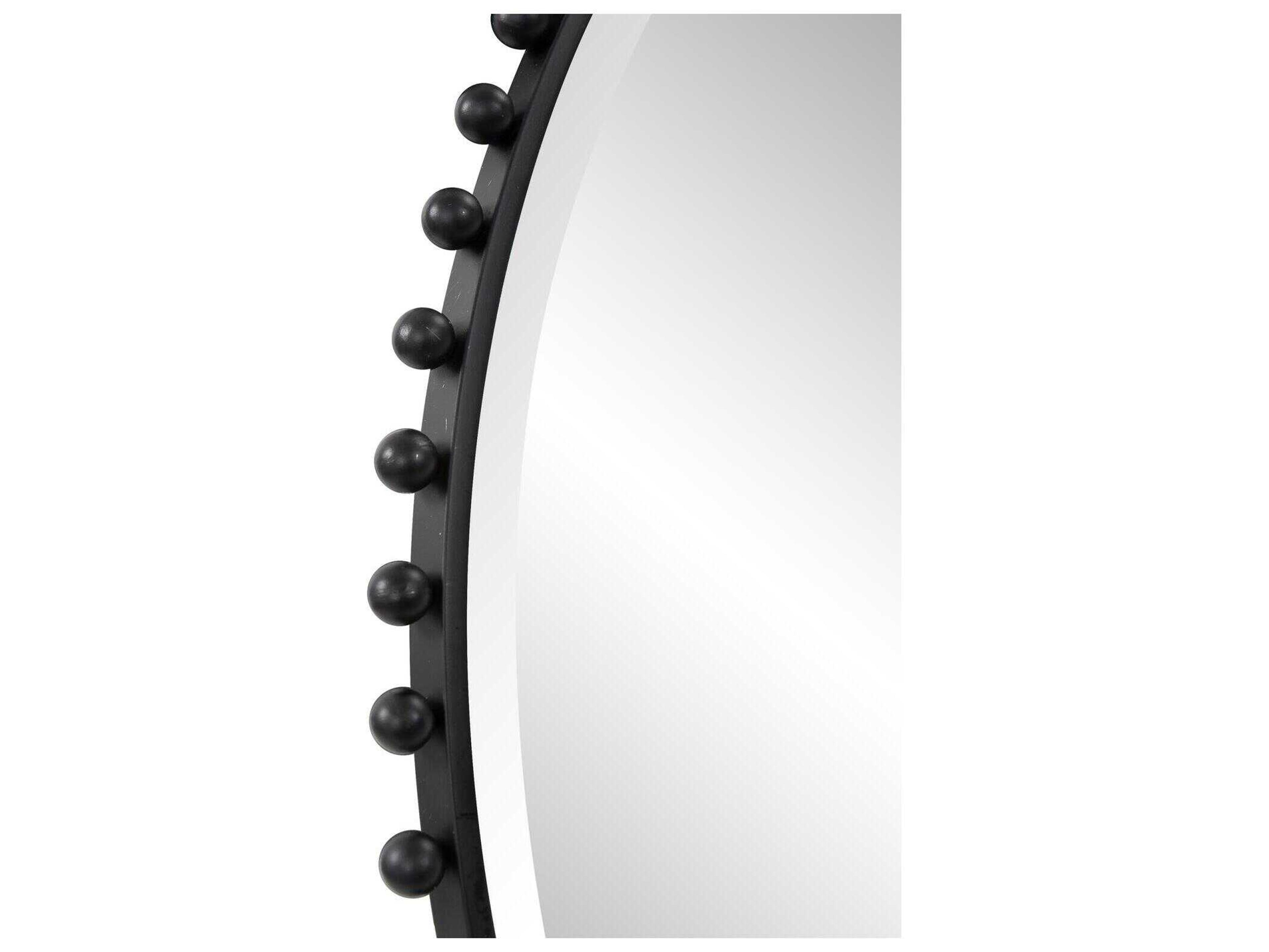 Howard Elliott Bellfore Matte Black Round Wall Mirror