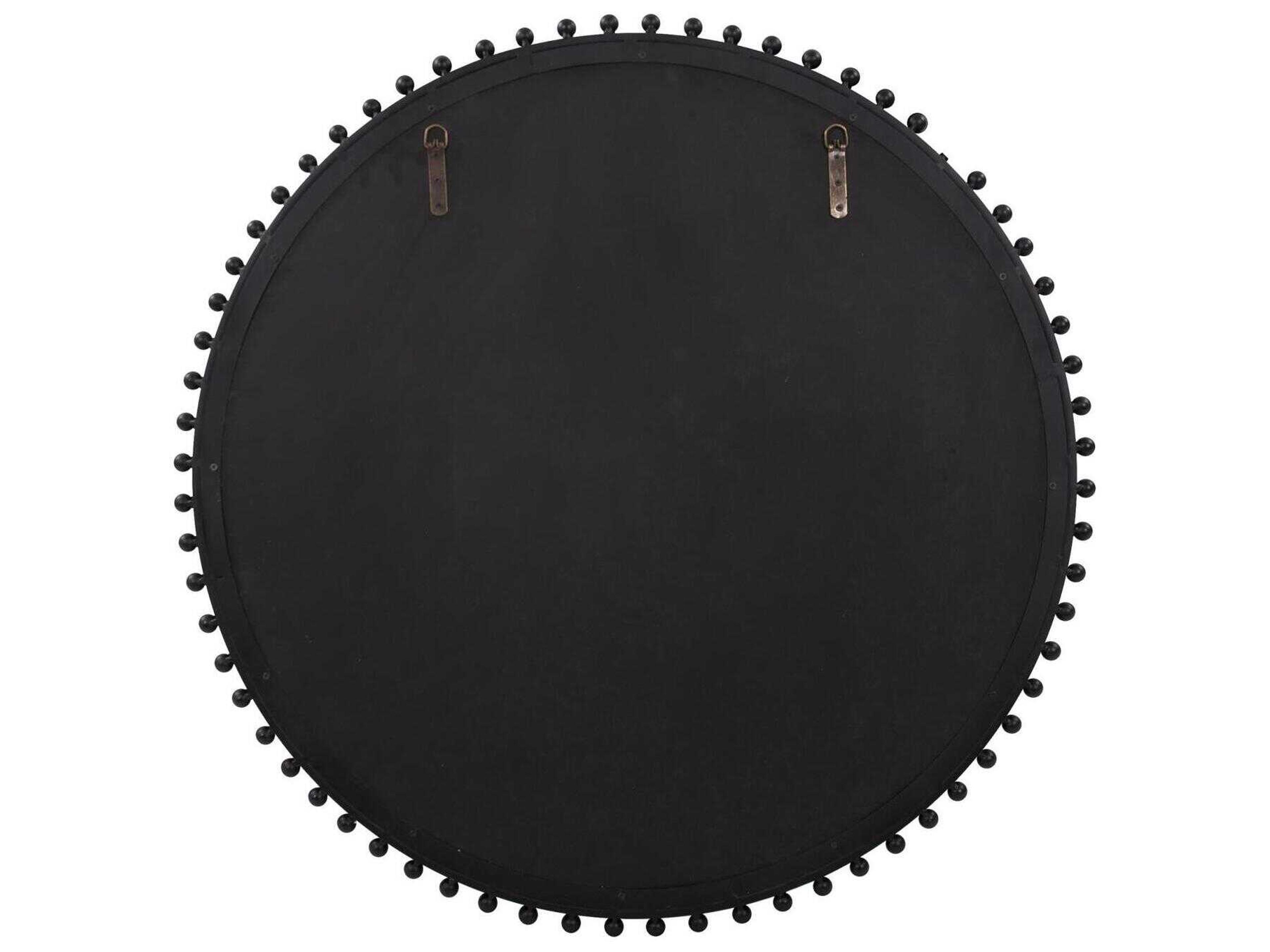 Howard Elliott Bellfore Matte Black Round Wall Mirror