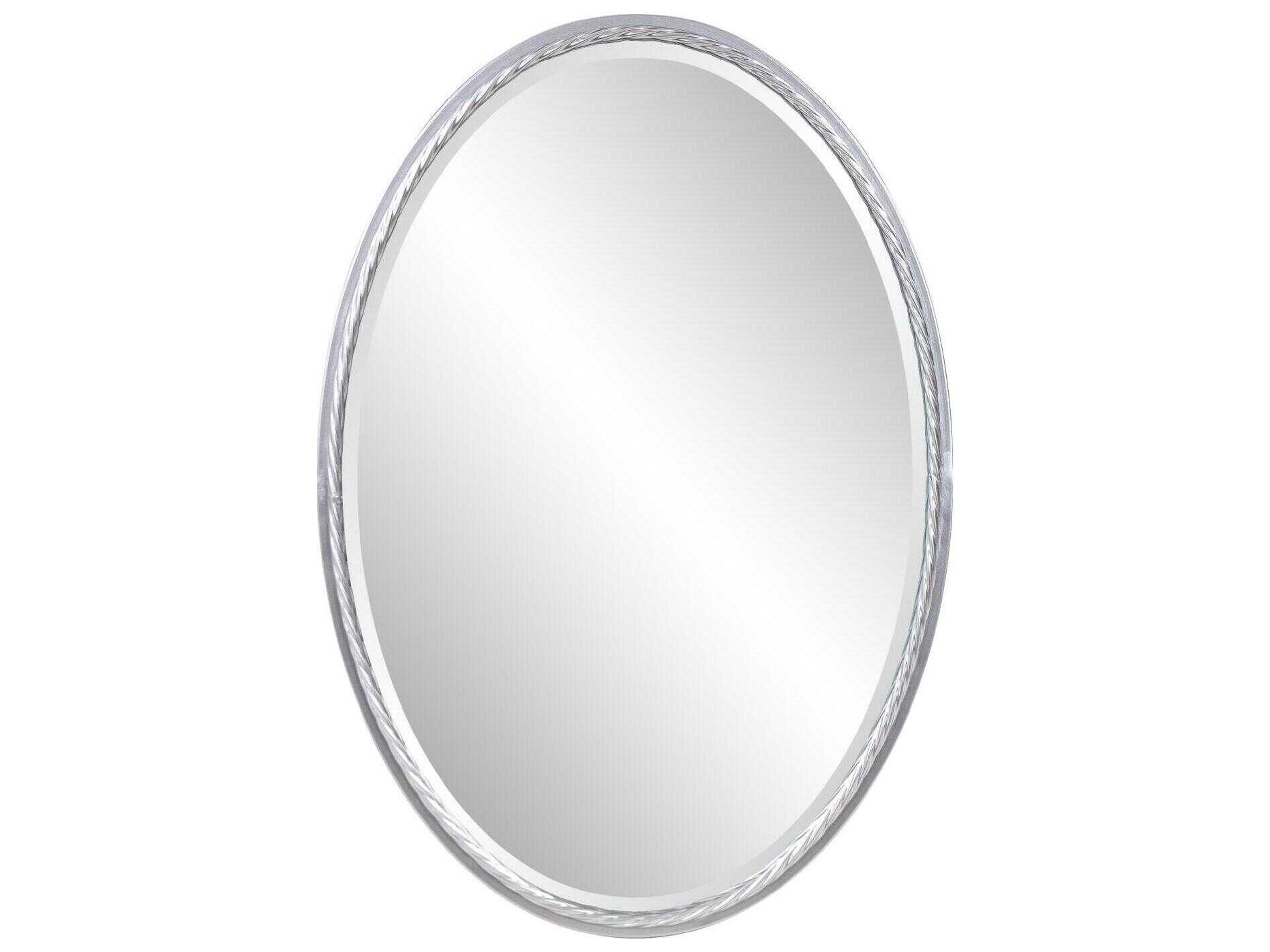 Laid Bright Silver Oval Wall Mirror
