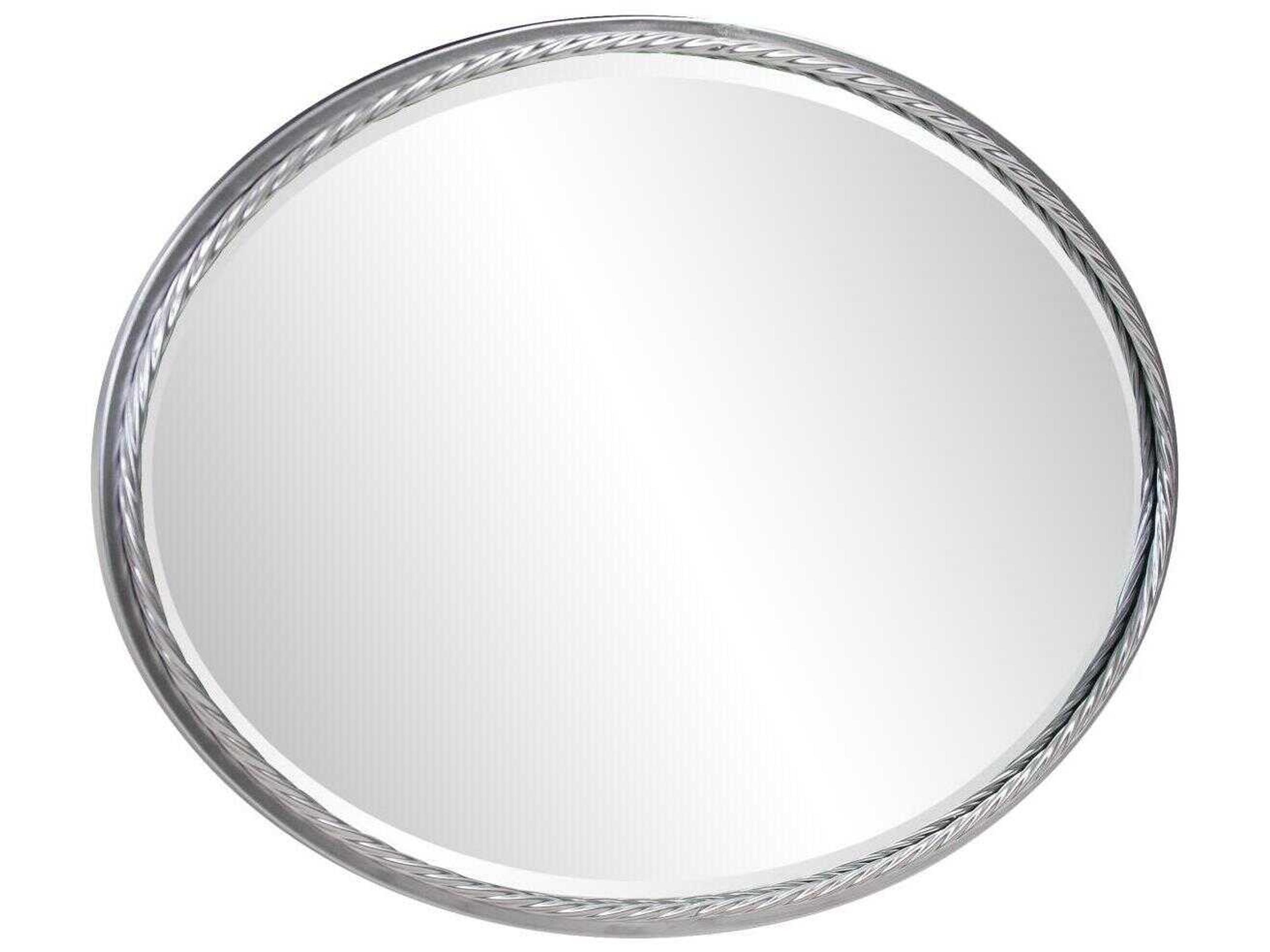 Howard Elliott Laid Bright Silver Oval Wall Mirror