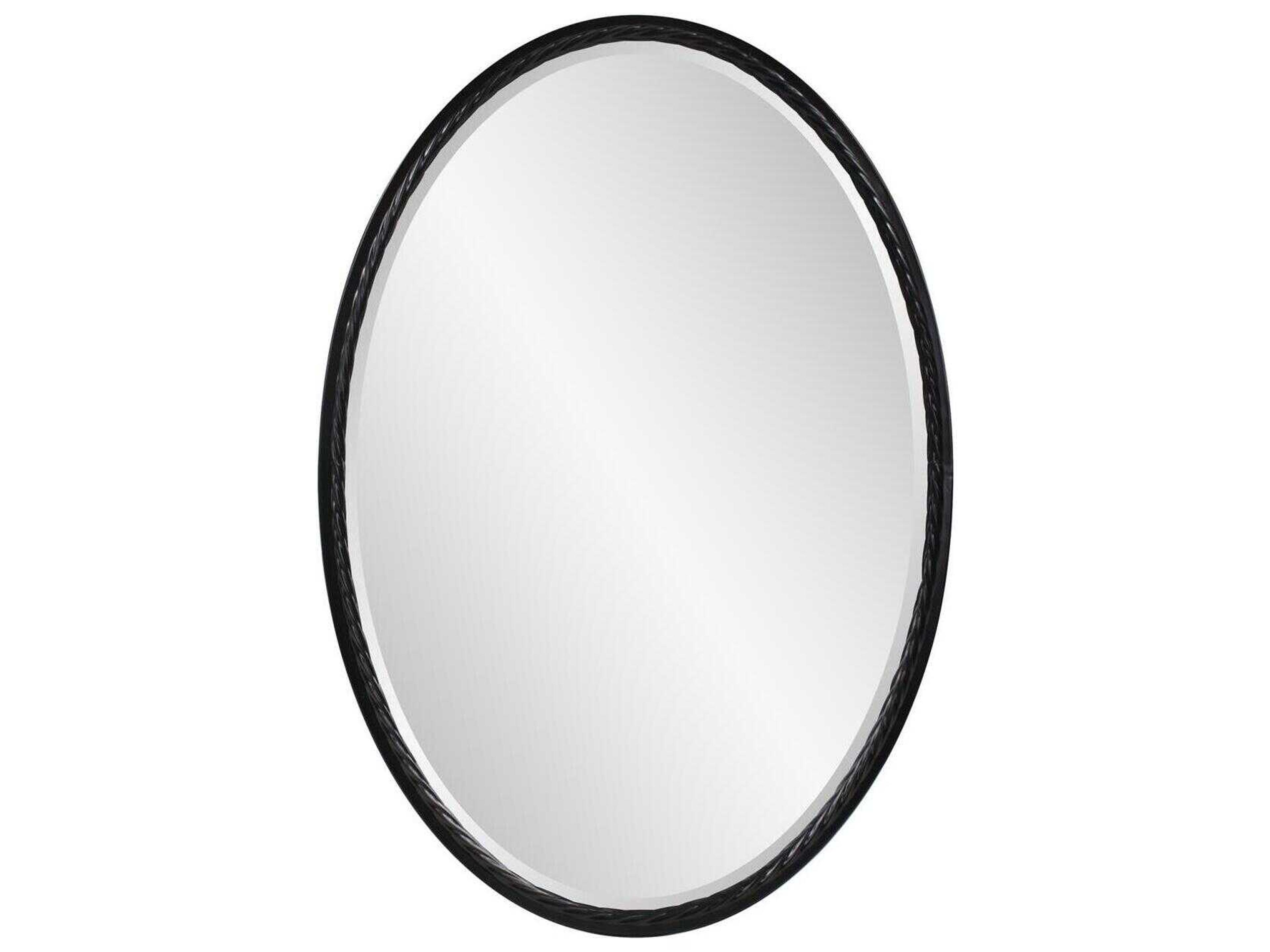 Howard Elliott Laid Matte Black Oval Wall Mirror