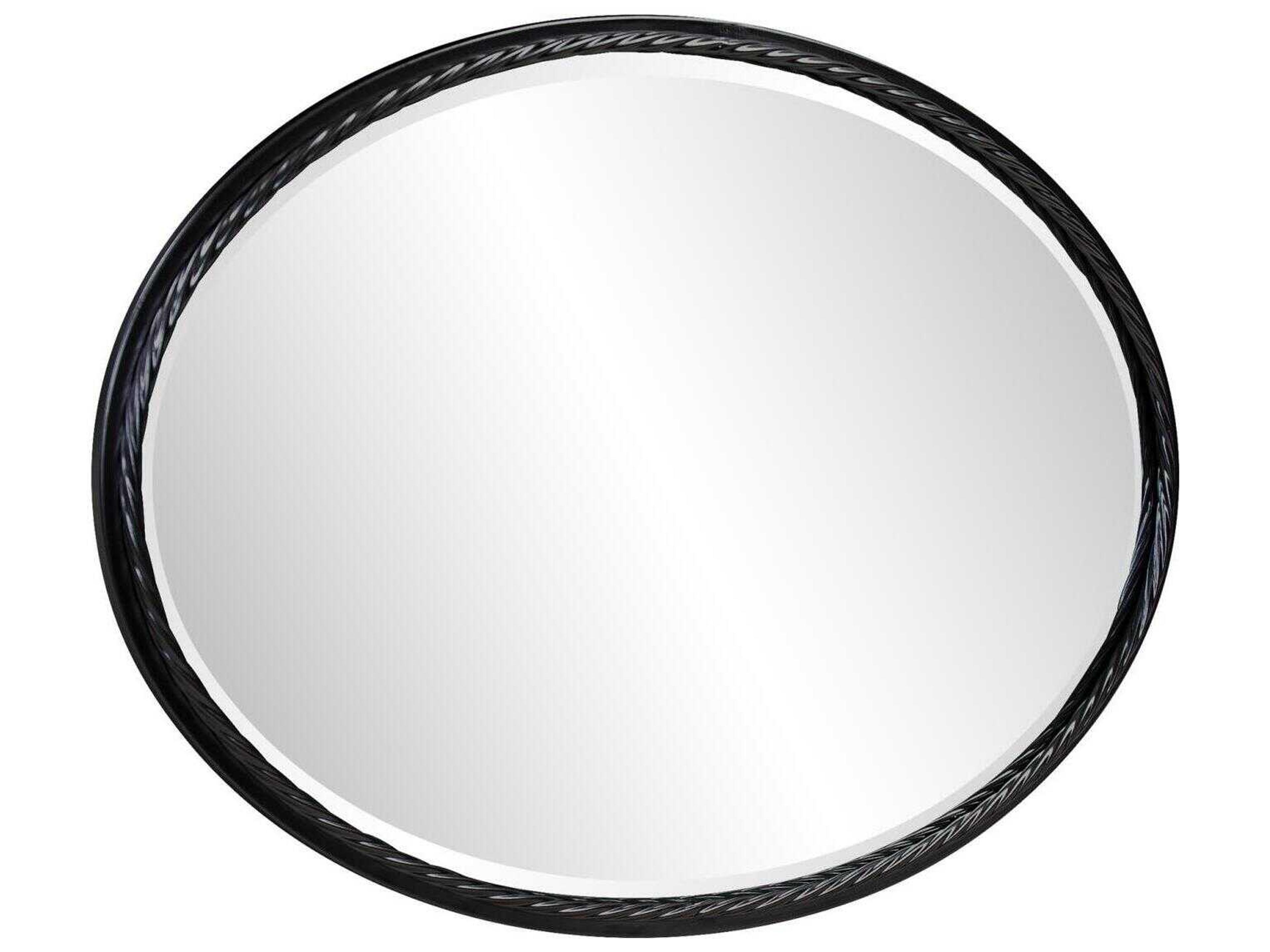 Howard Elliott Laid Matte Black Oval Wall Mirror