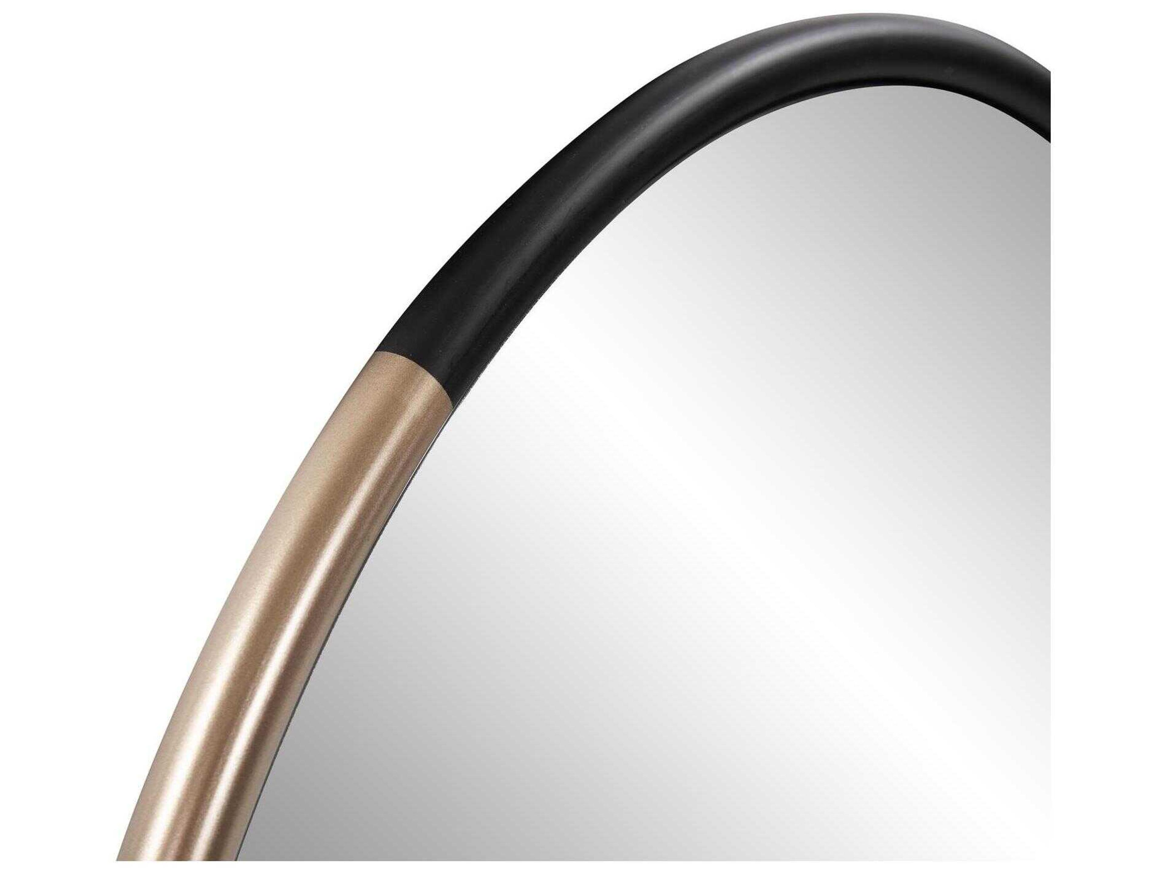 Howard Elliott Fitzgerald Black Brass Round Wall Mirror