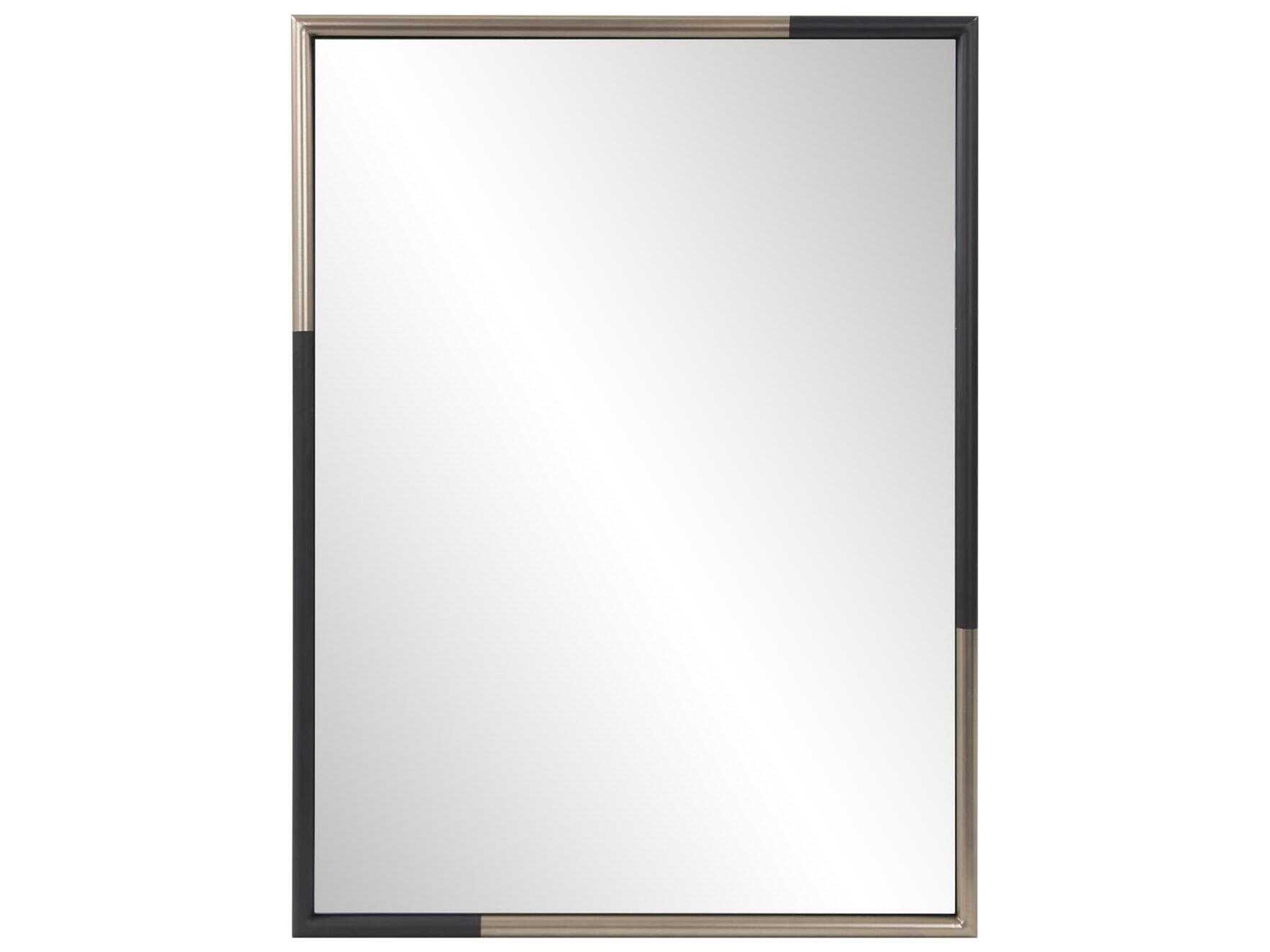 Howard Elliott Fitzgerald Black Brass Rectangular Wall Mirror