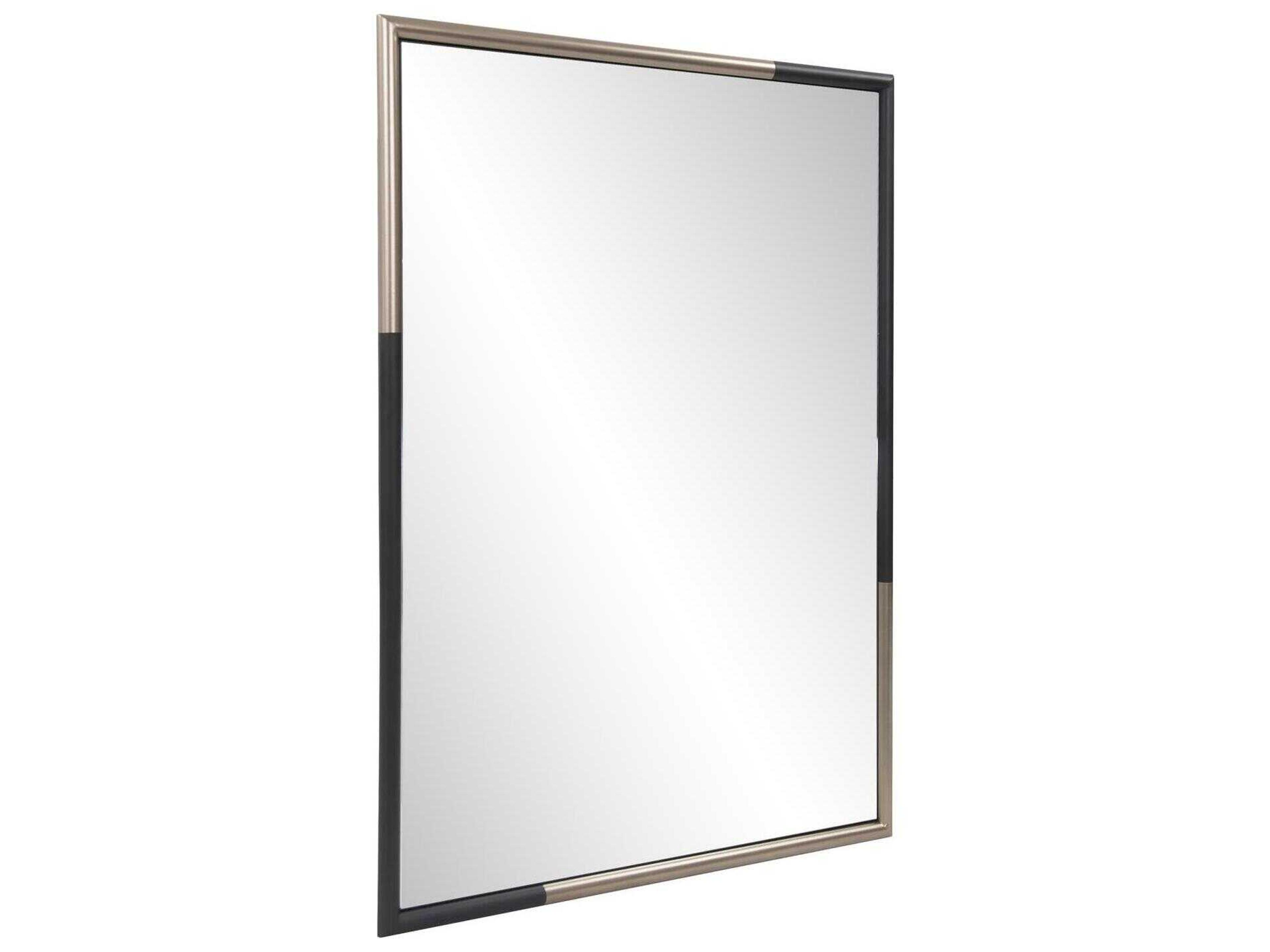 Howard Elliott Fitzgerald Black Brass Rectangular Wall Mirror