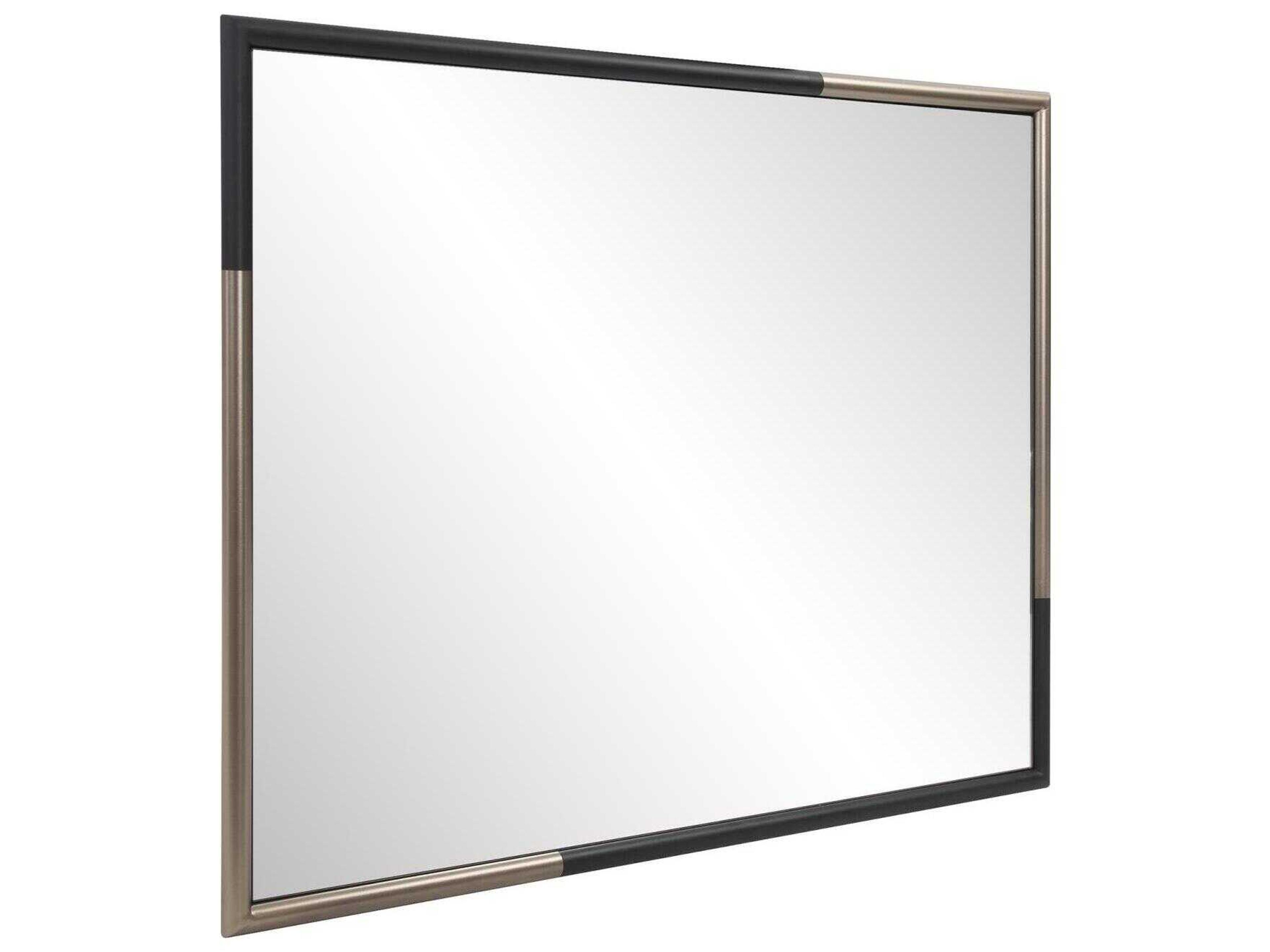 Howard Elliott Fitzgerald Black Brass Rectangular Wall Mirror