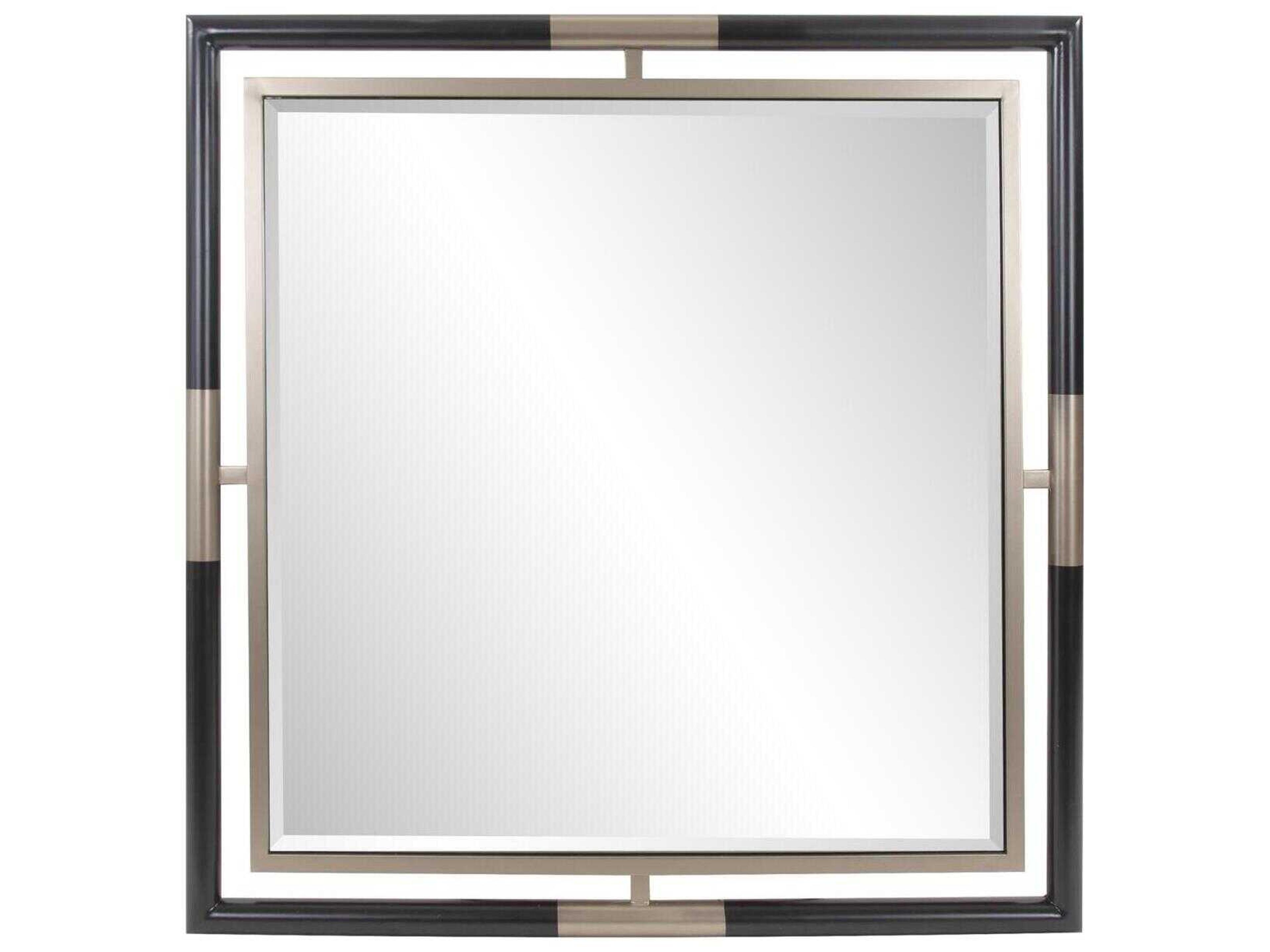 Fitzgerald Black Brass Square Wall Mirror