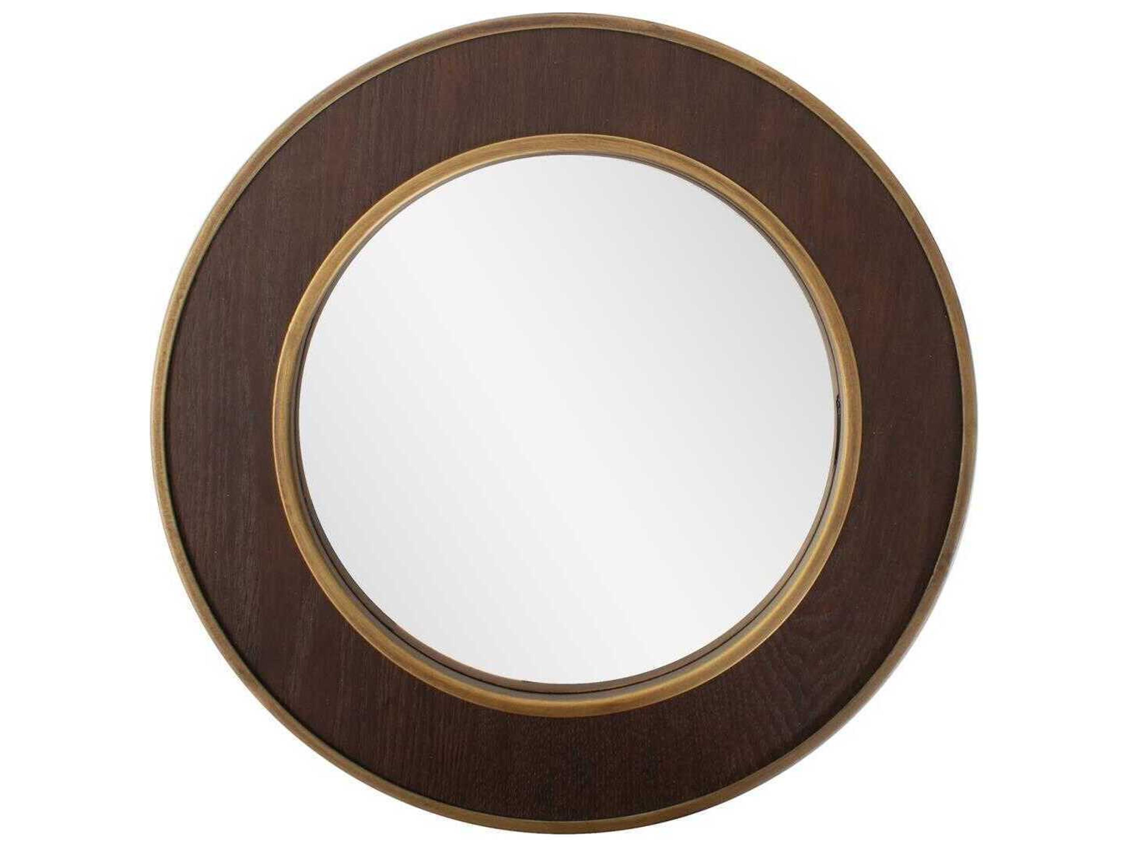 Howard Elliott Caldwin Powder Coating Brown Round Wall Mirror