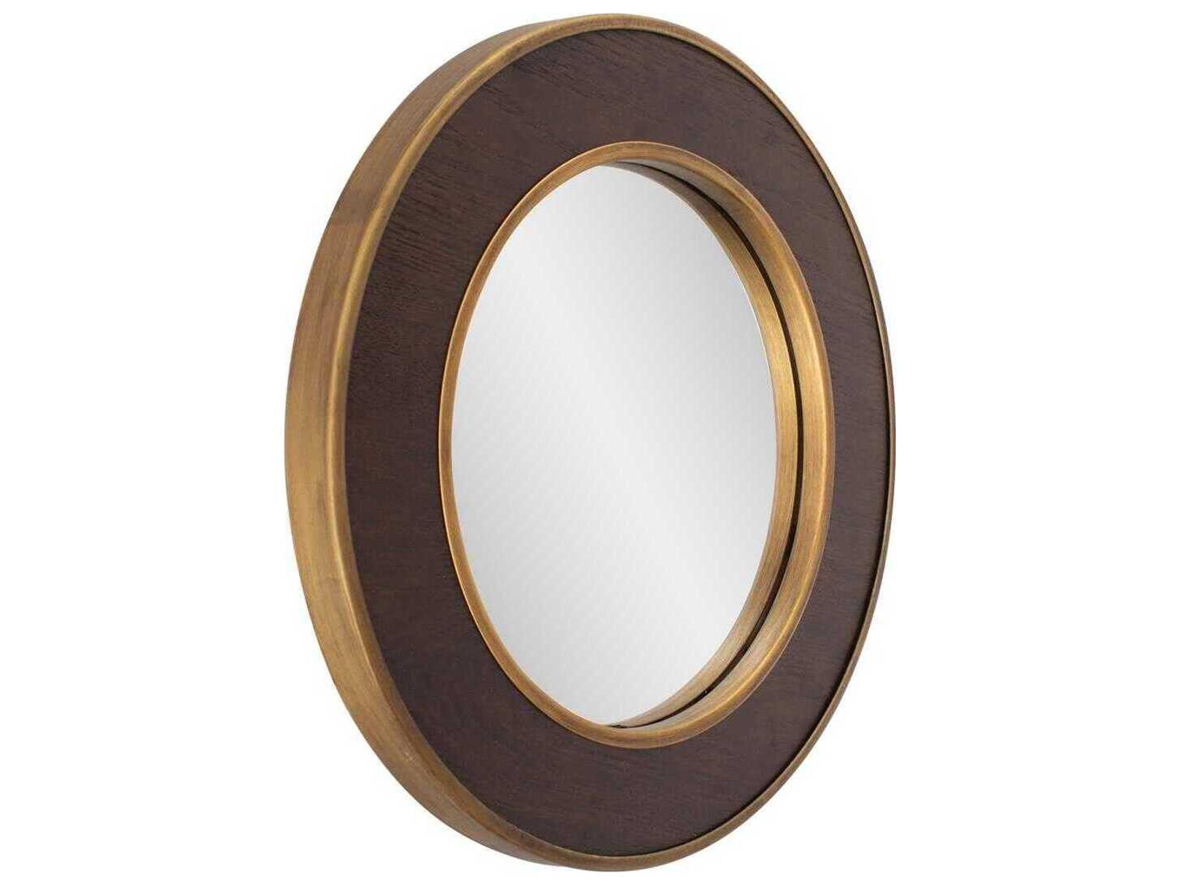 Howard Elliott Caldwin Powder Coating Brown Round Wall Mirror