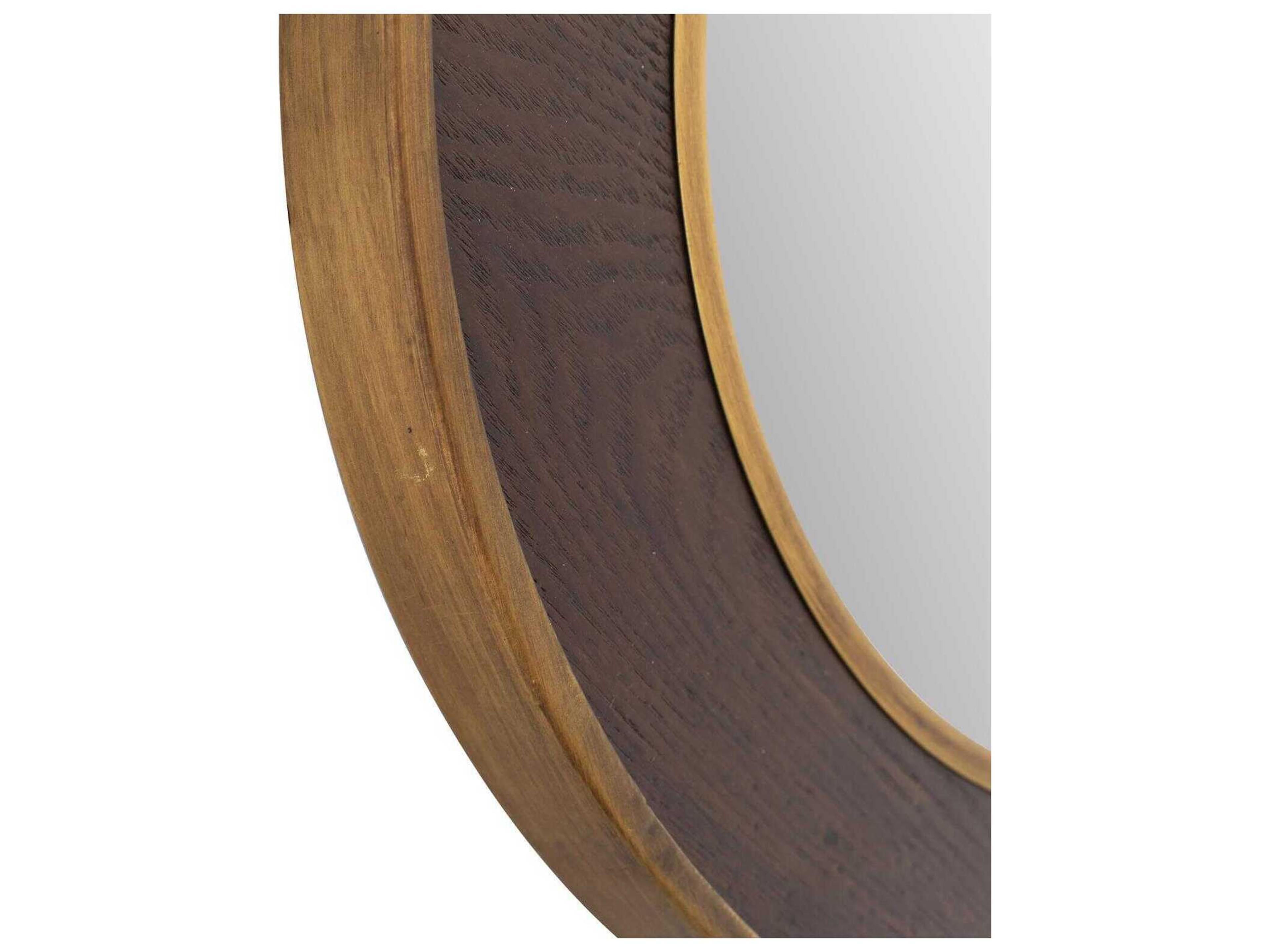 Howard Elliott Caldwin Powder Coating Brown Round Wall Mirror