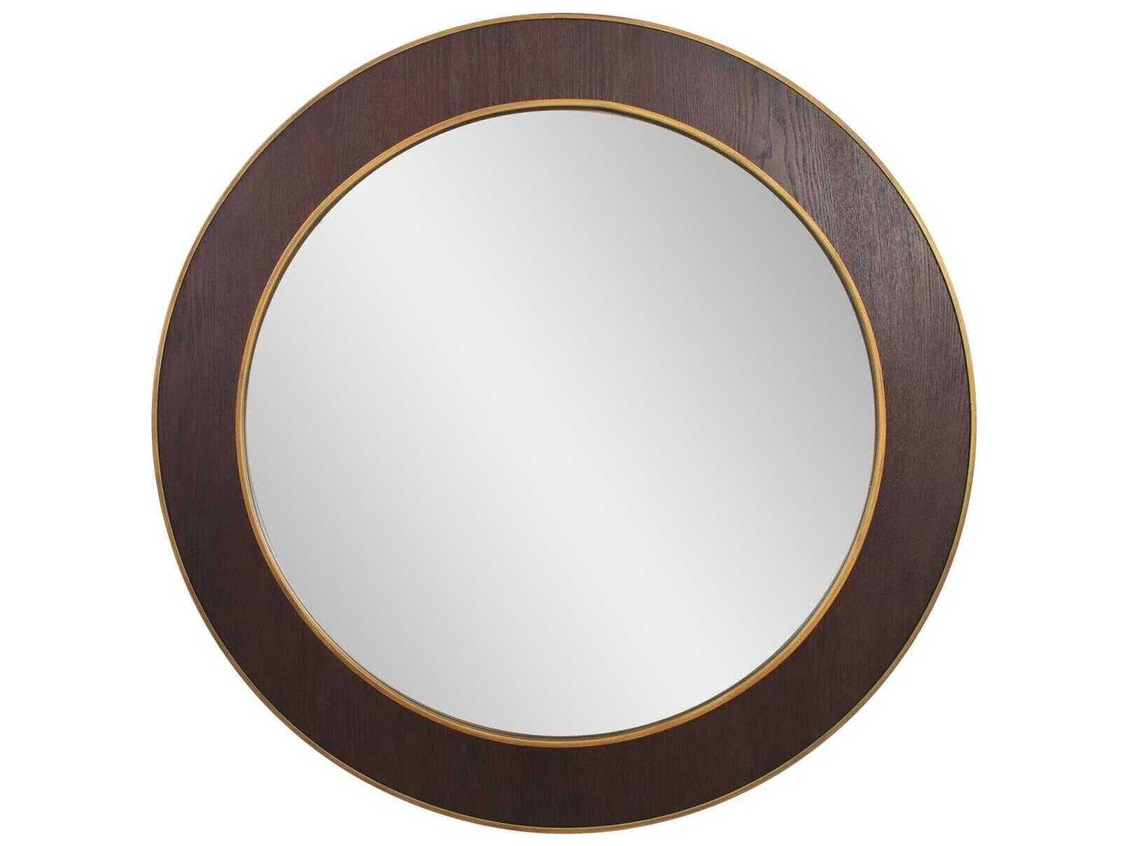 Howard Elliott Caldwin Powder Coating Brown Round Wall Mirror
