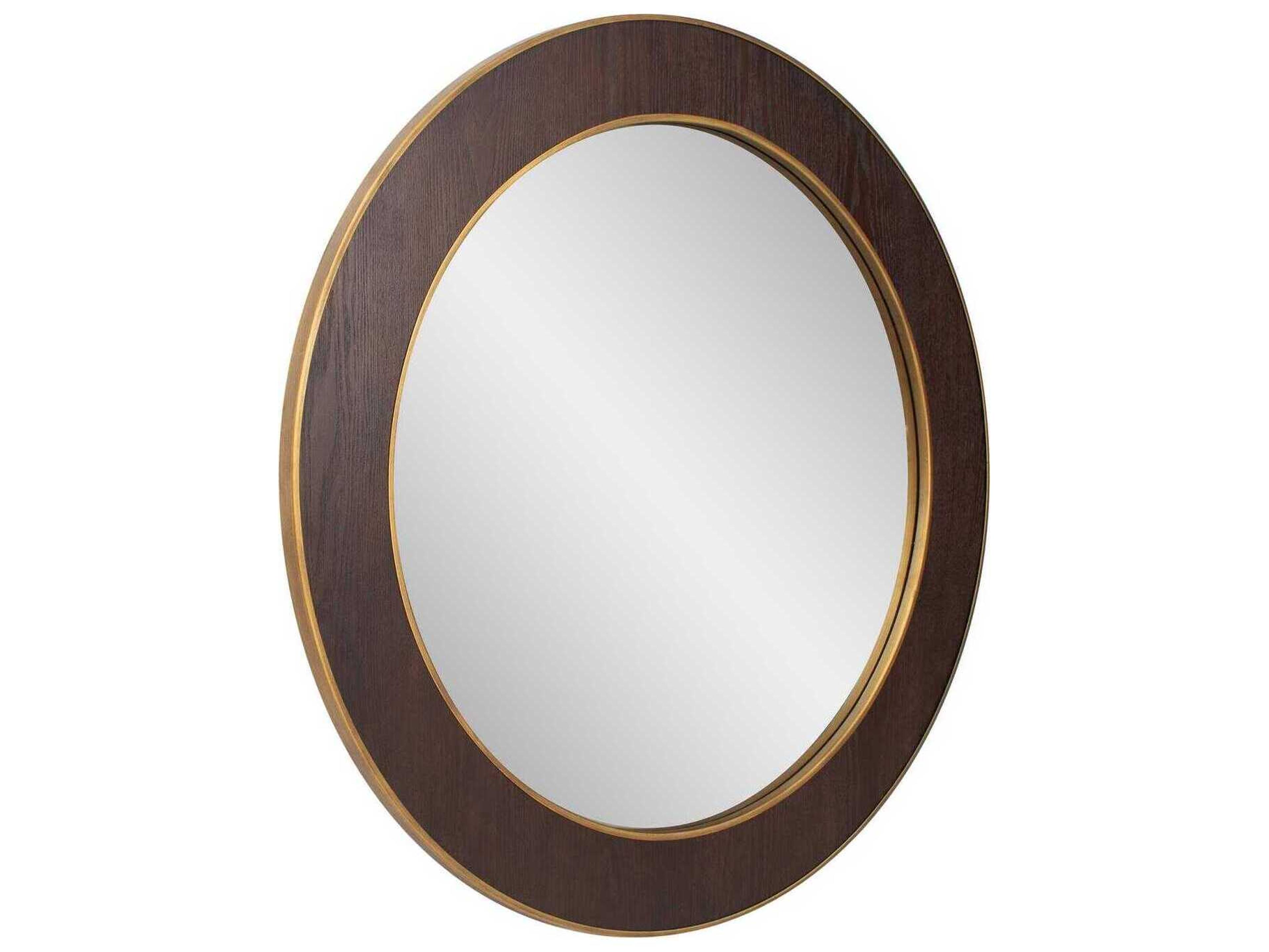 Howard Elliott Caldwin Powder Coating Brown Round Wall Mirror