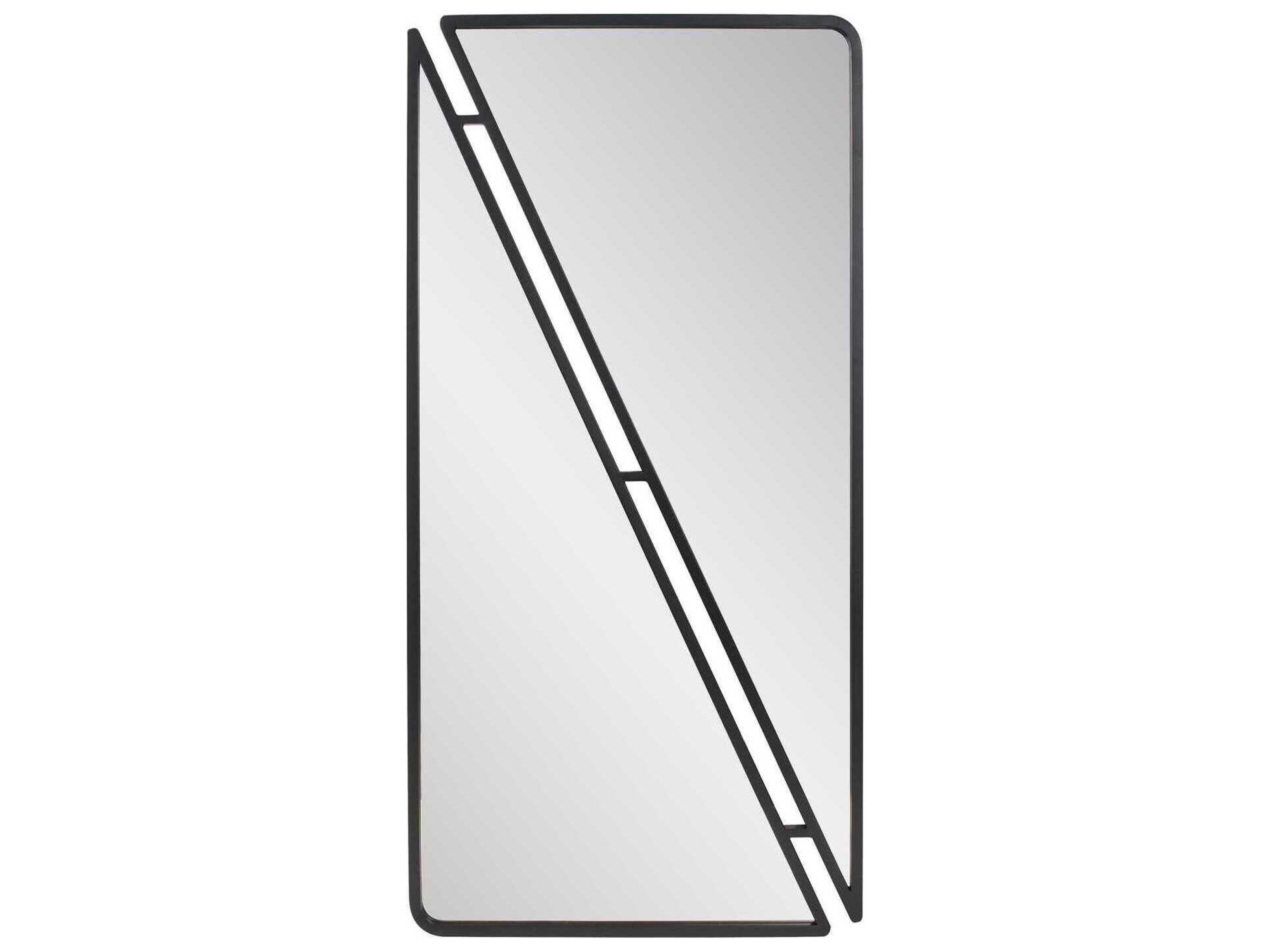 Howard Elliott Split Kahn Matte Black Rectangular Wall Mirror