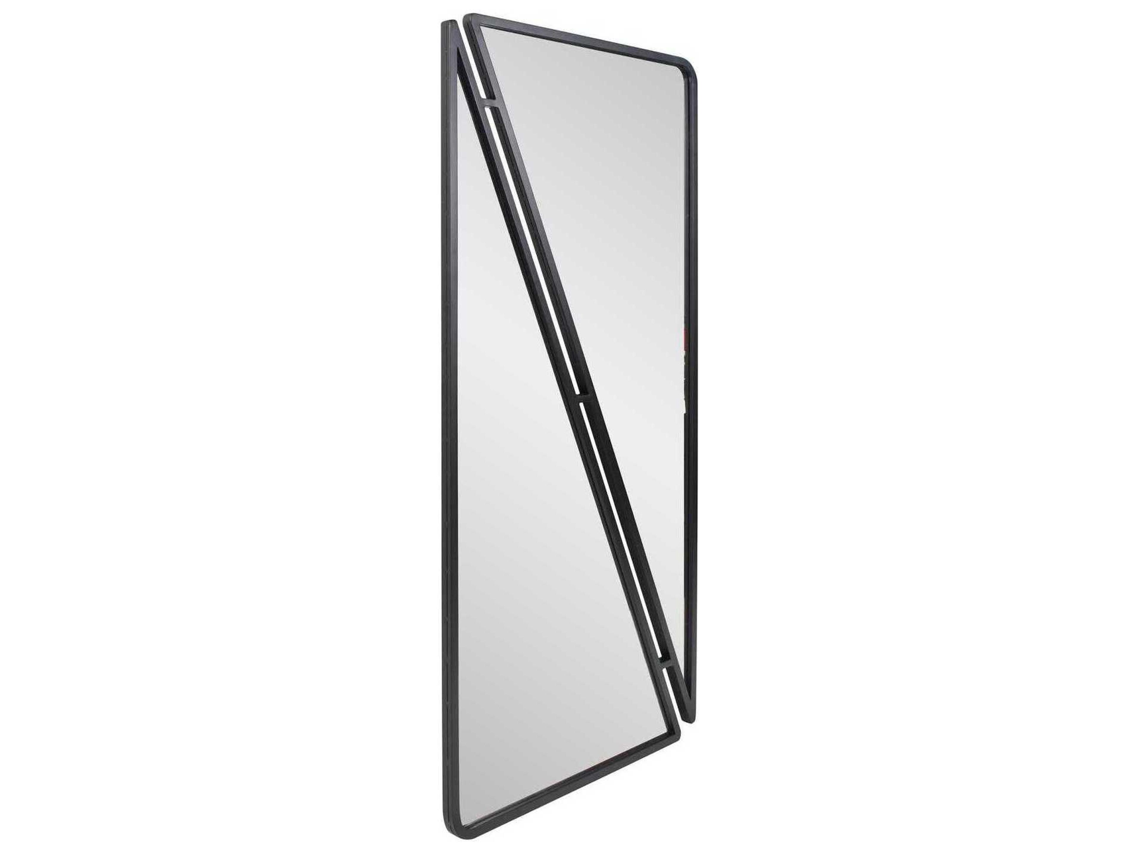 Howard Elliott Split Kahn Matte Black Rectangular Wall Mirror