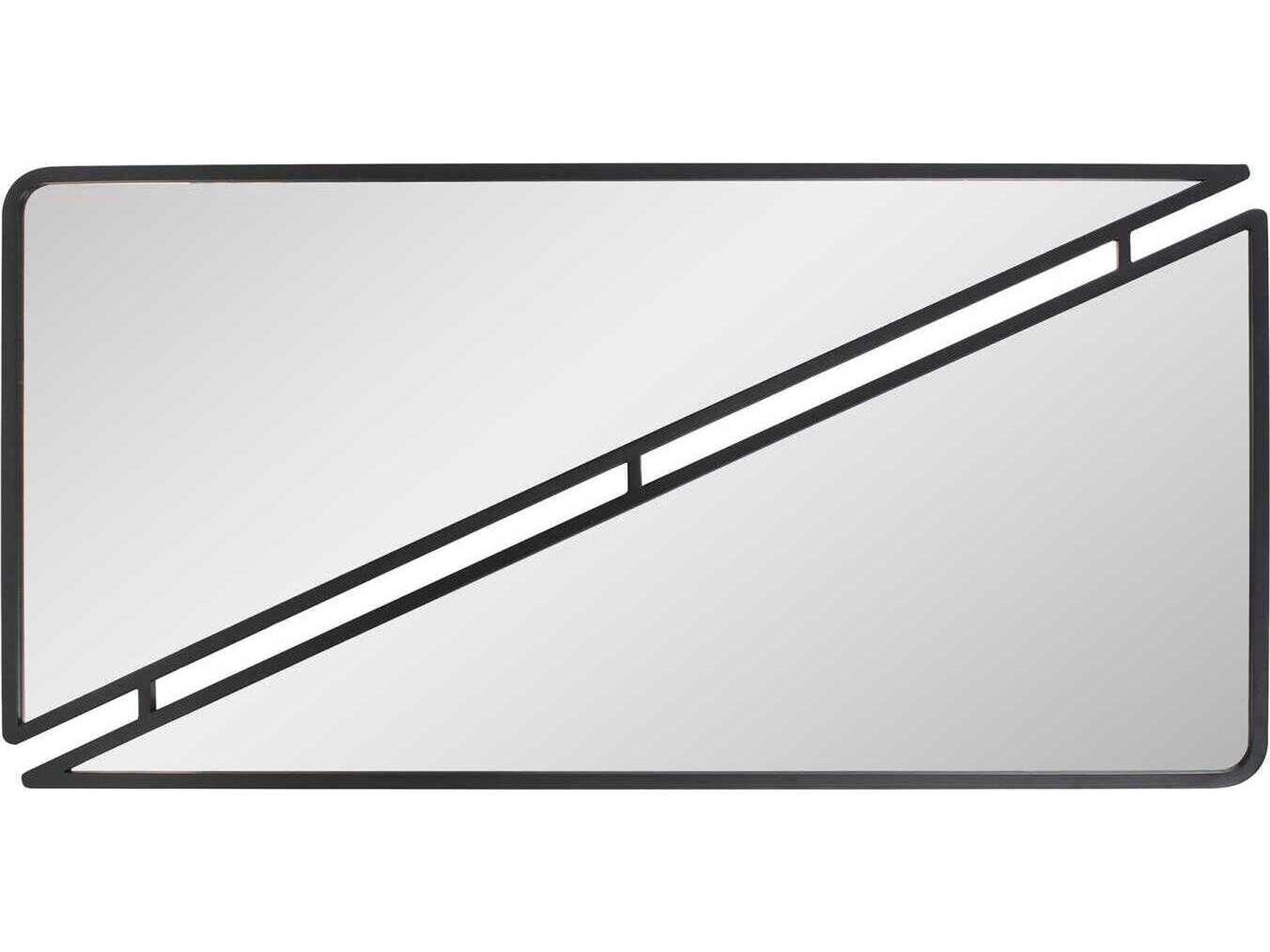 Howard Elliott Split Kahn Matte Black Rectangular Wall Mirror