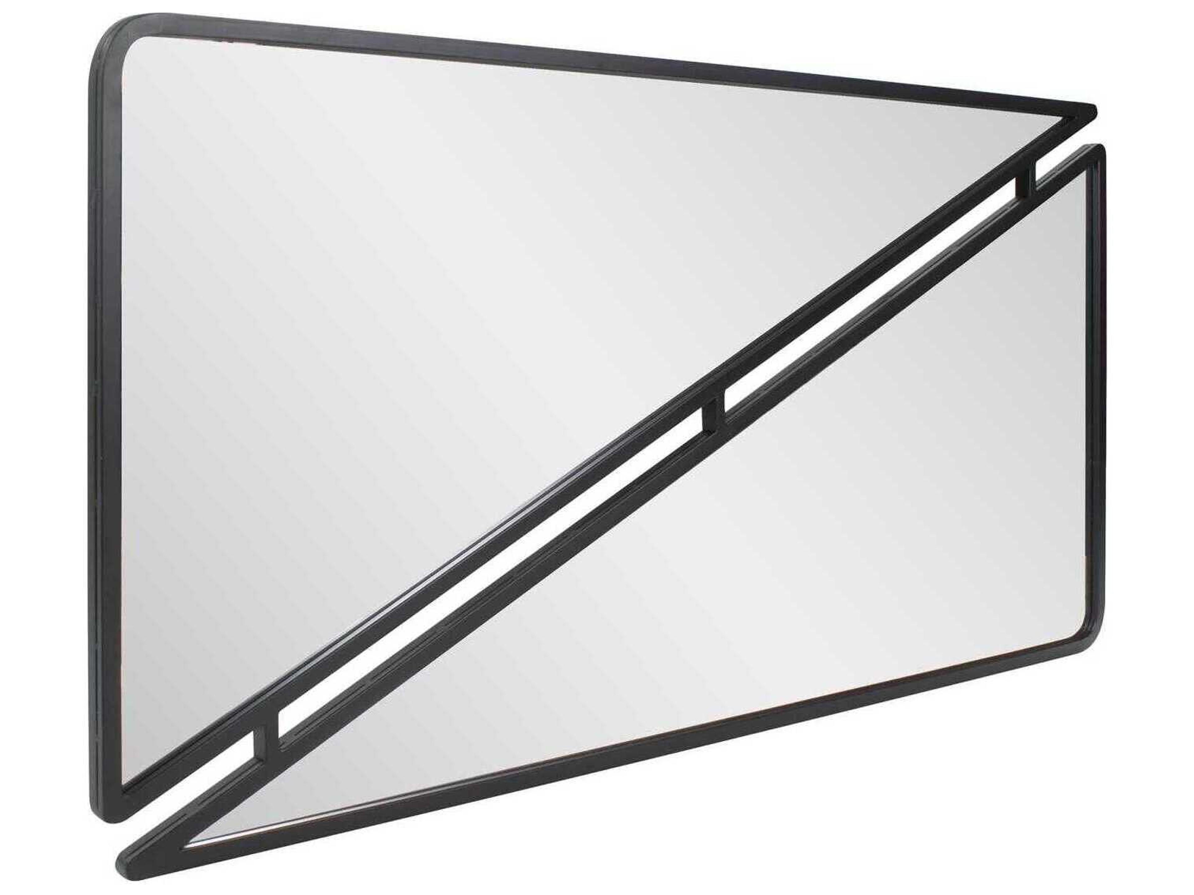 Howard Elliott Split Kahn Matte Black Rectangular Wall Mirror
