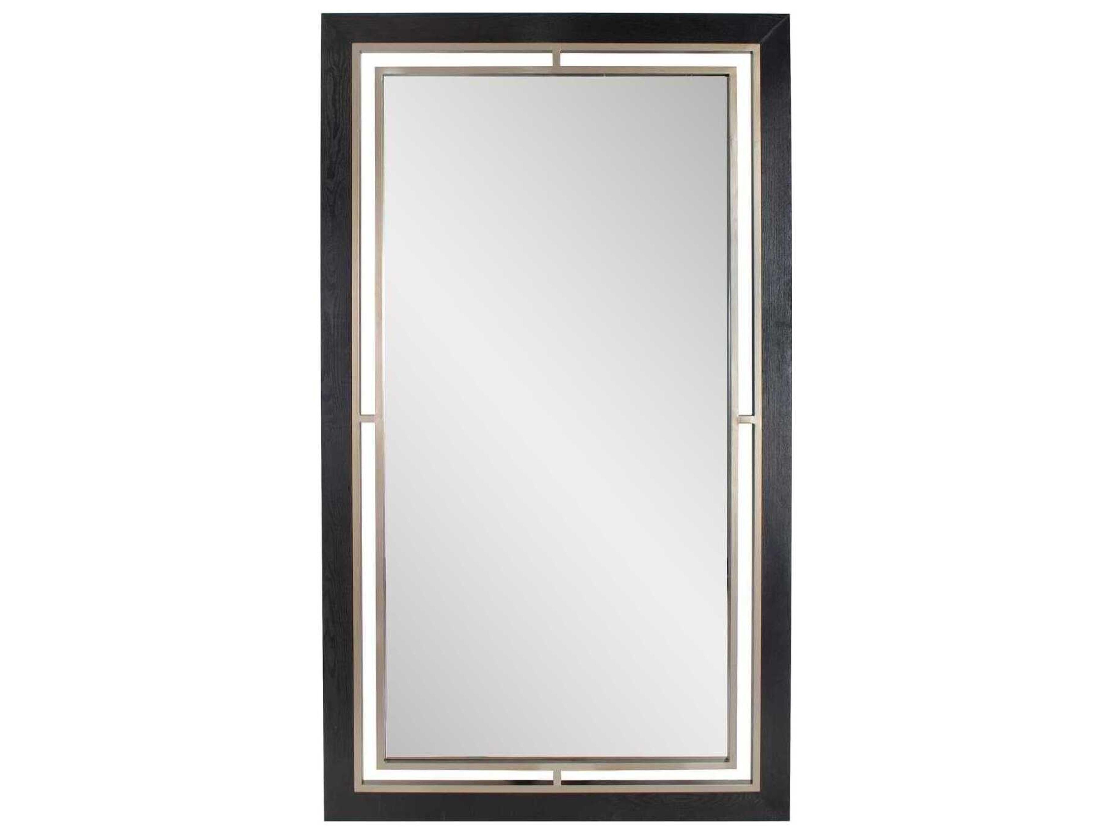 Bertoia Wood Grain Black Rectangular Wall Mirror