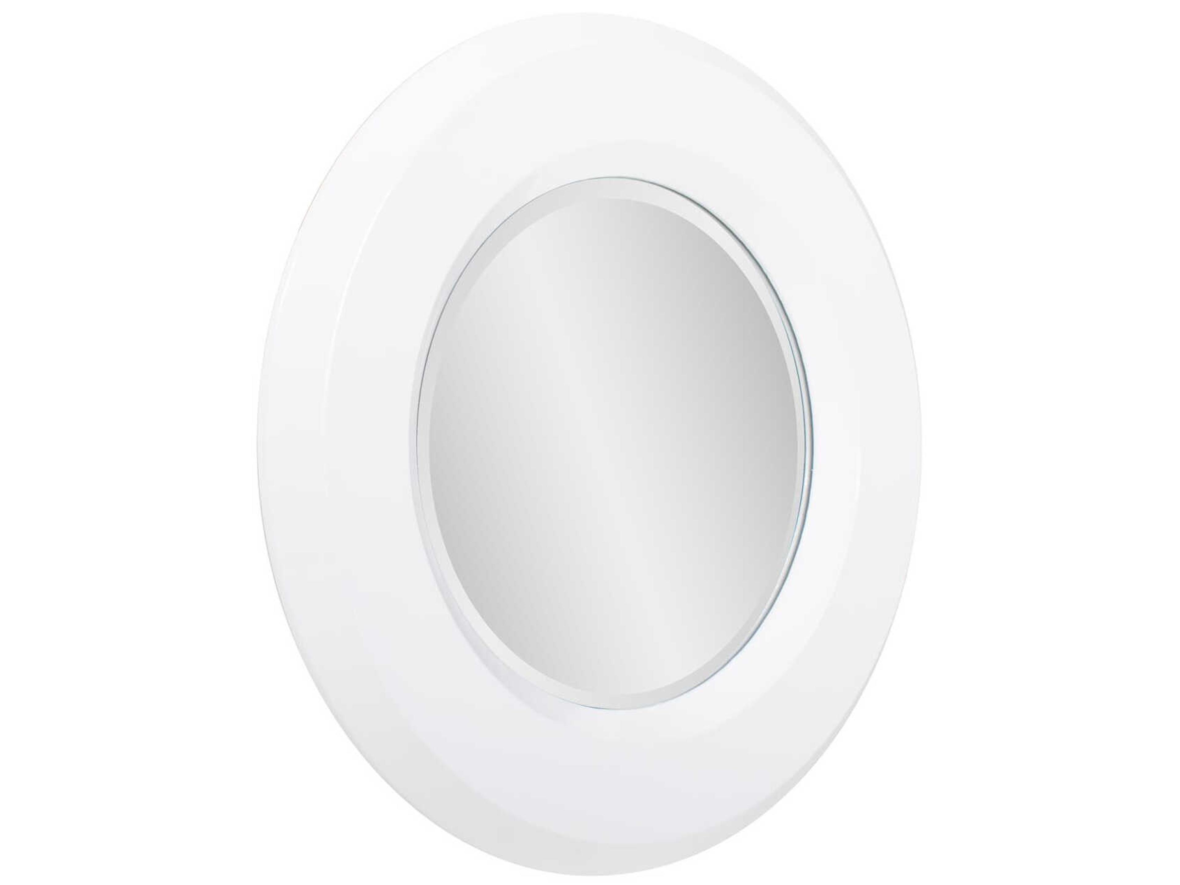Howard Elliott Boardman Glossy White Round Wall Mirror