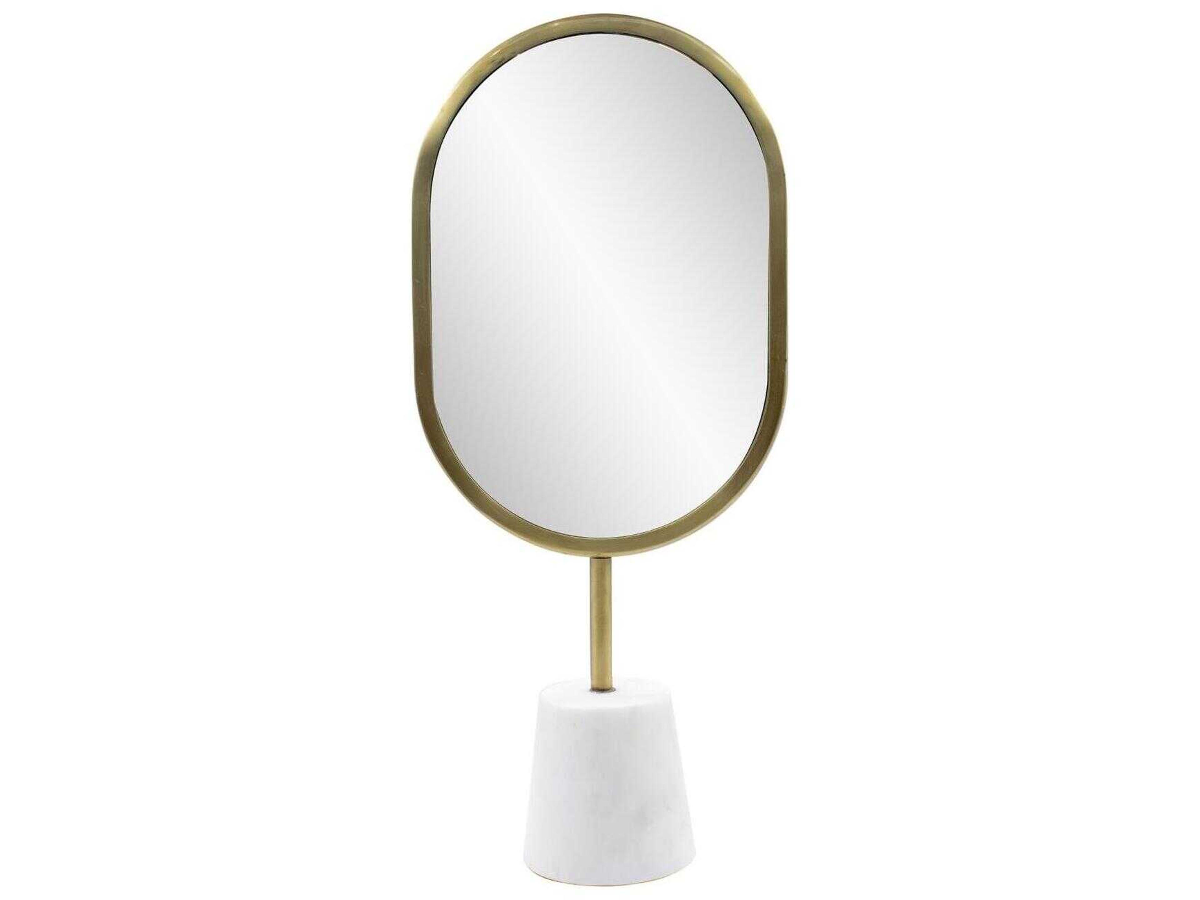 Bogna Brass White Oval Table Top Mirror