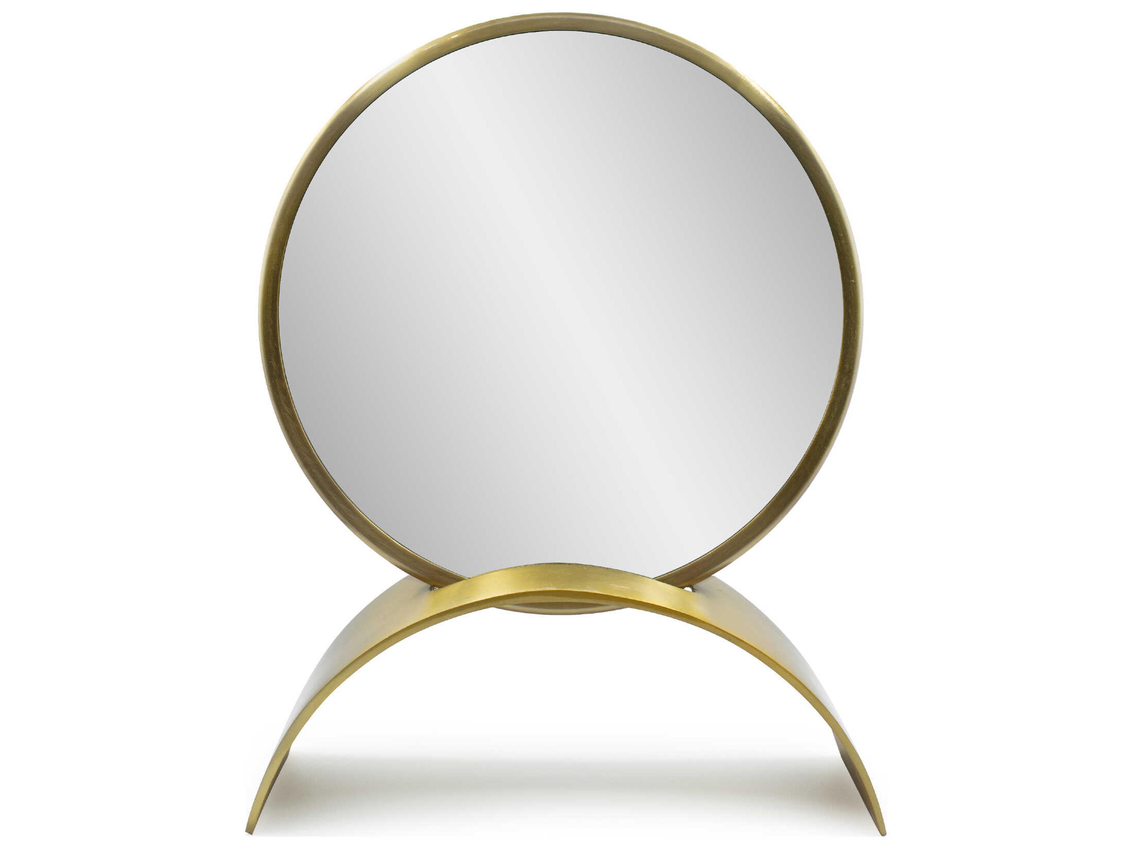 Howard Elliott Maja Brass Arched Round Table Top Mirror
