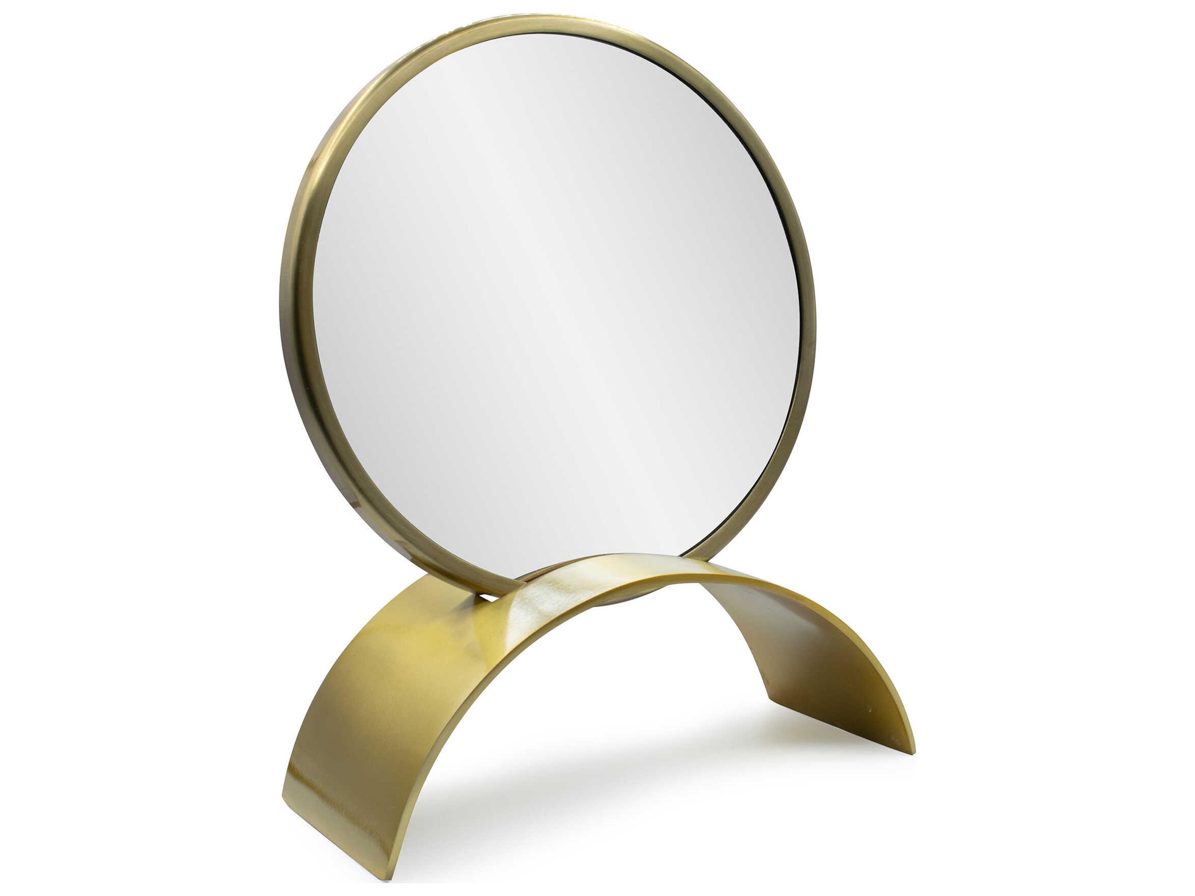 Howard Elliott Maja Brass Arched Round Table Top Mirror
