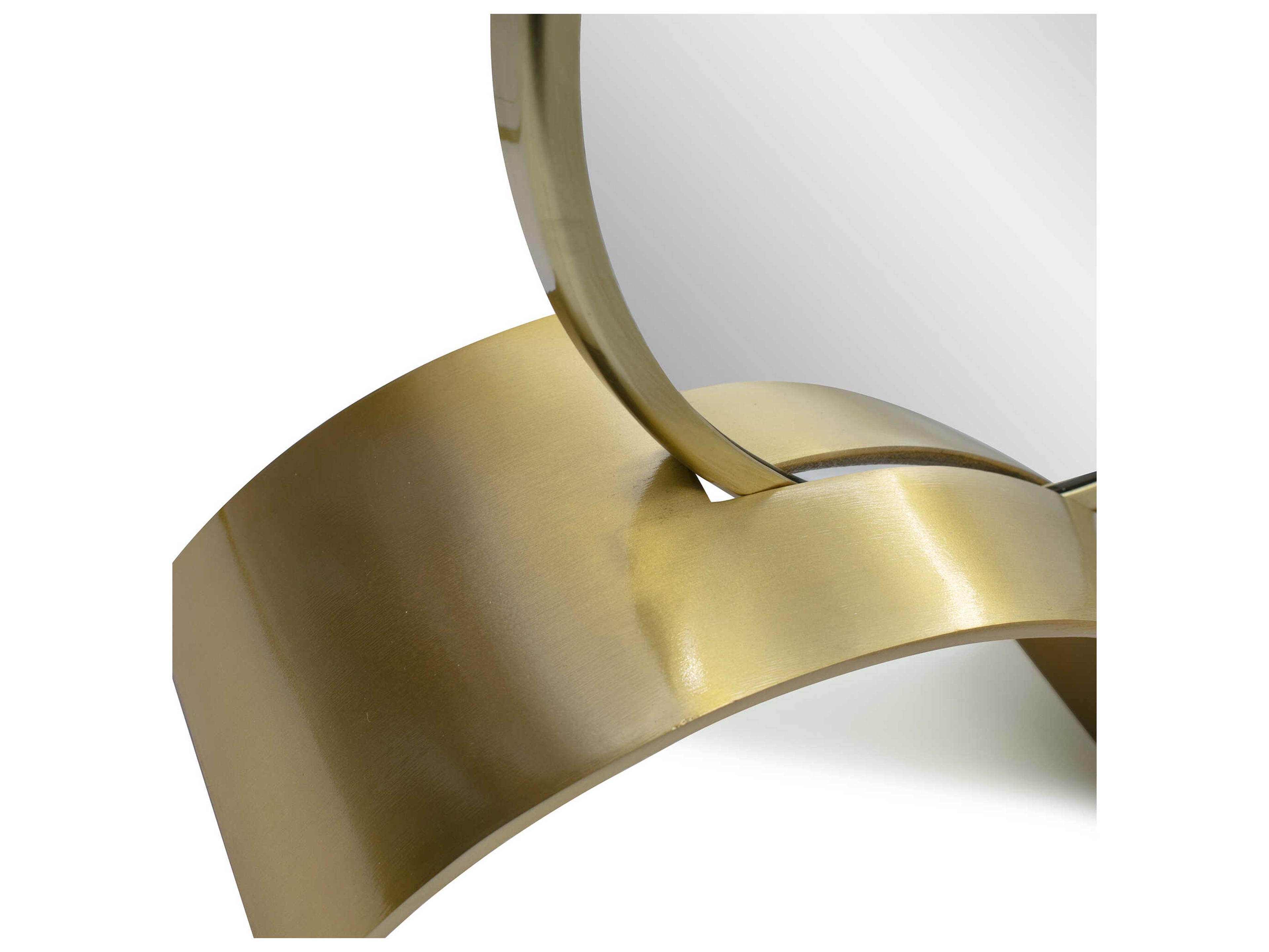 Howard Elliott Maja Brass Arched Round Table Top Mirror