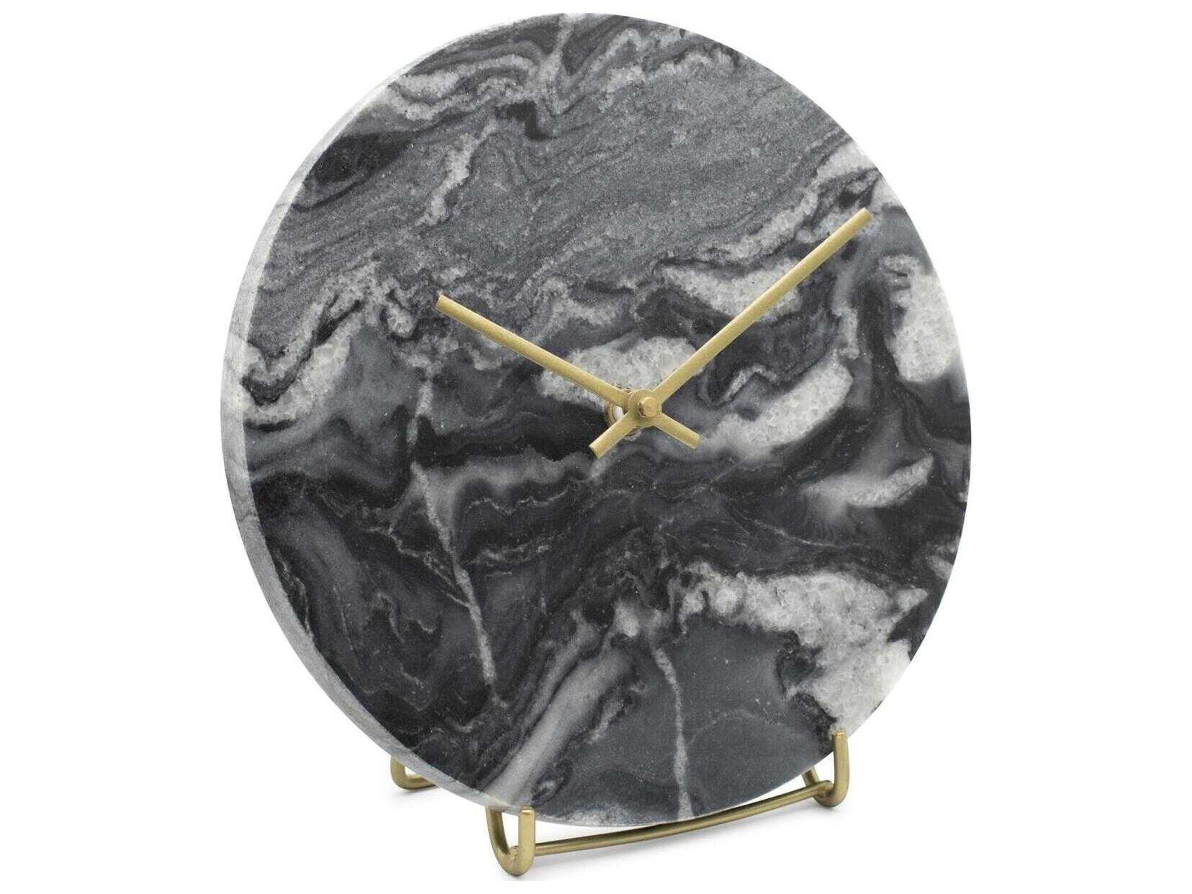 Piero Black Gray Brass Clock