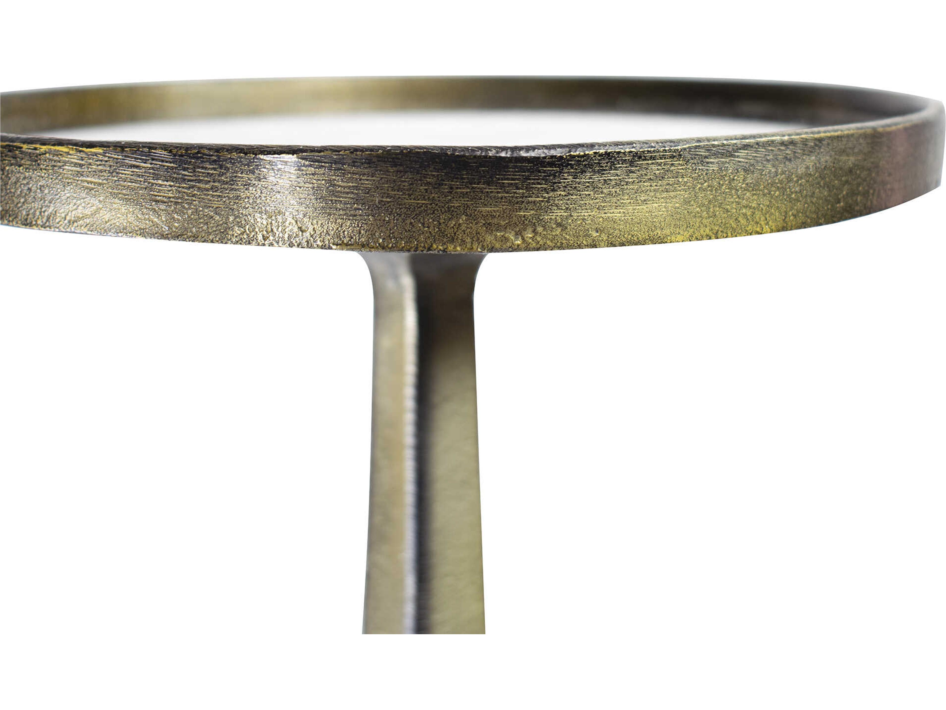 Howard Elliott Cin Cin 9" Round Mirror Gold White End Table