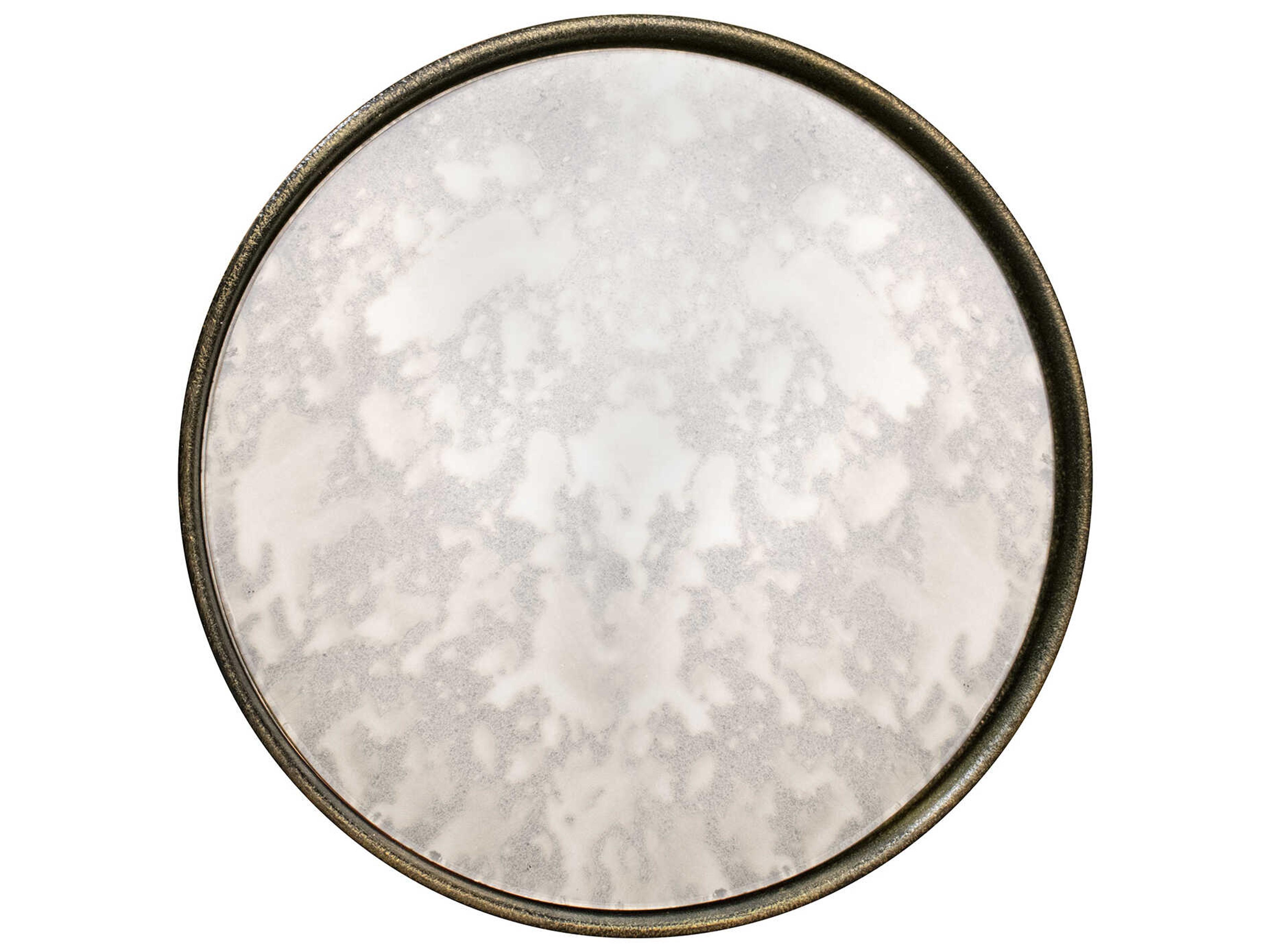 Howard Elliott Cin Cin 9" Round Mirror Gold White End Table