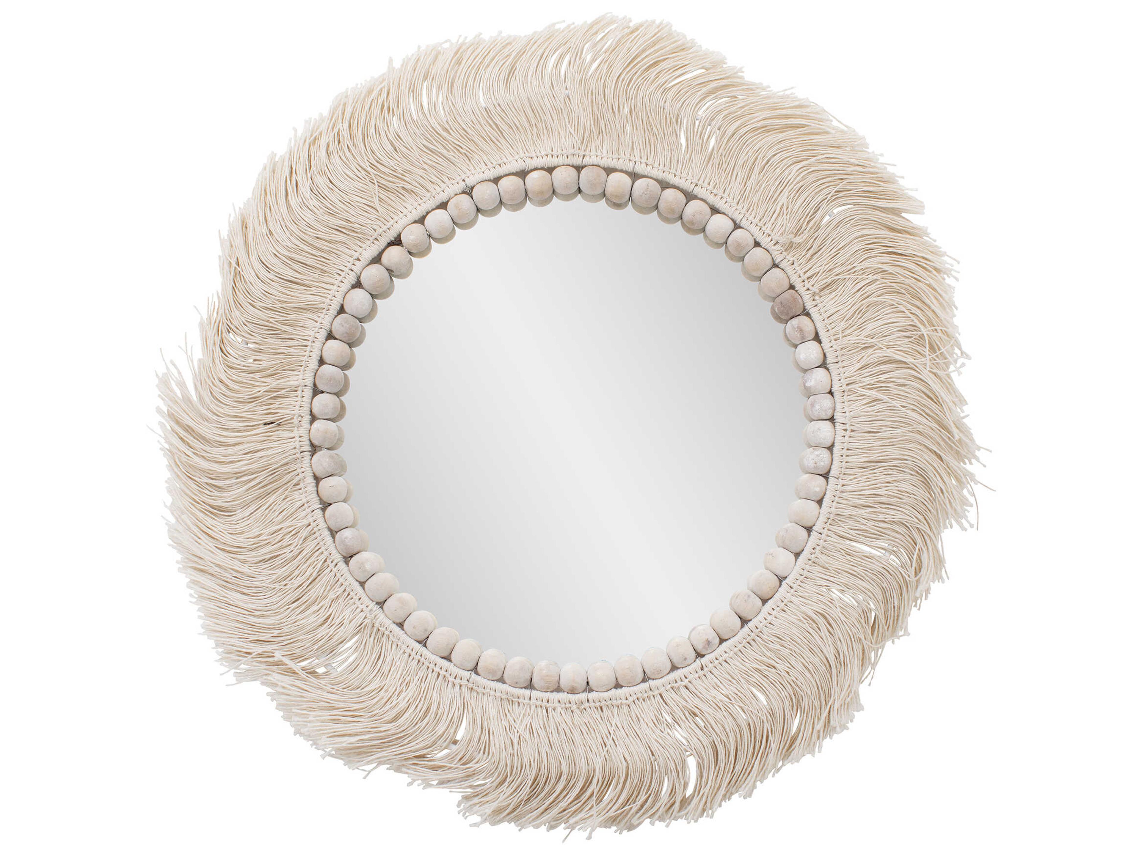 Howard Elliott Fringe Textured Brown Round Wall Mirror