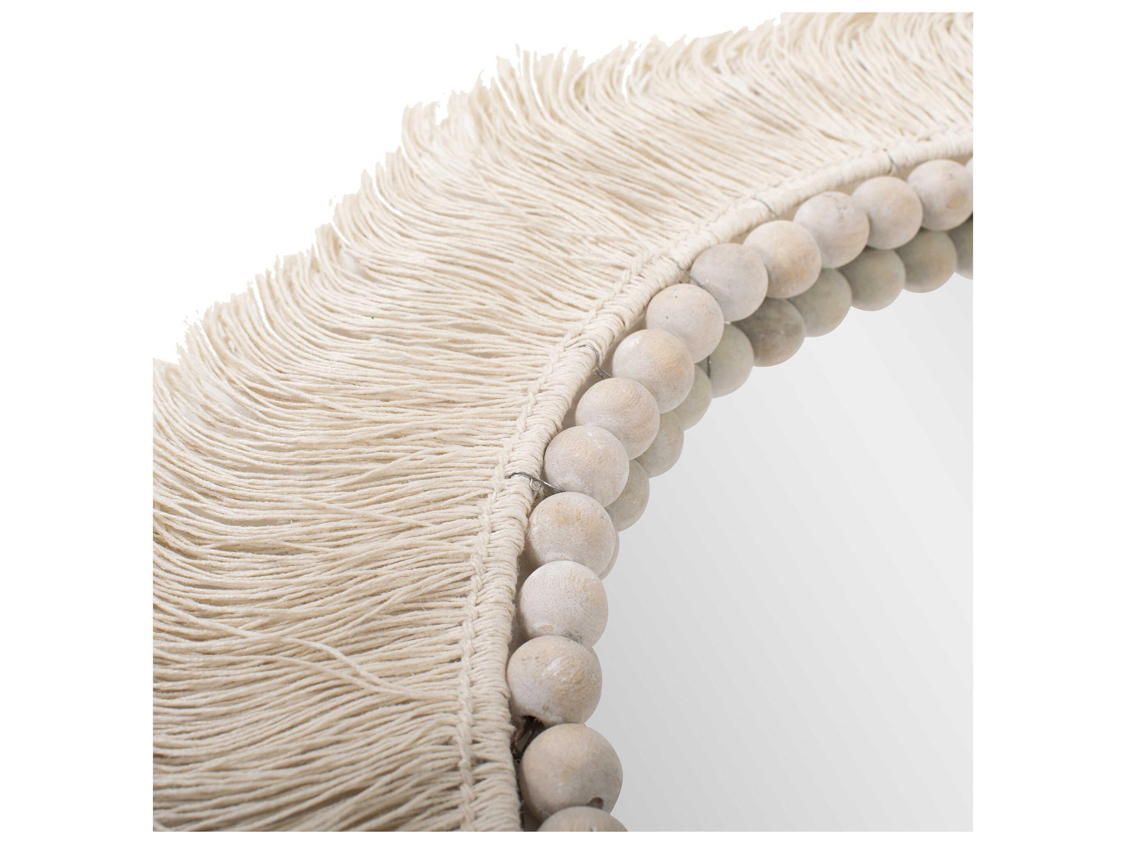 Howard Elliott Fringe Textured Brown Round Wall Mirror