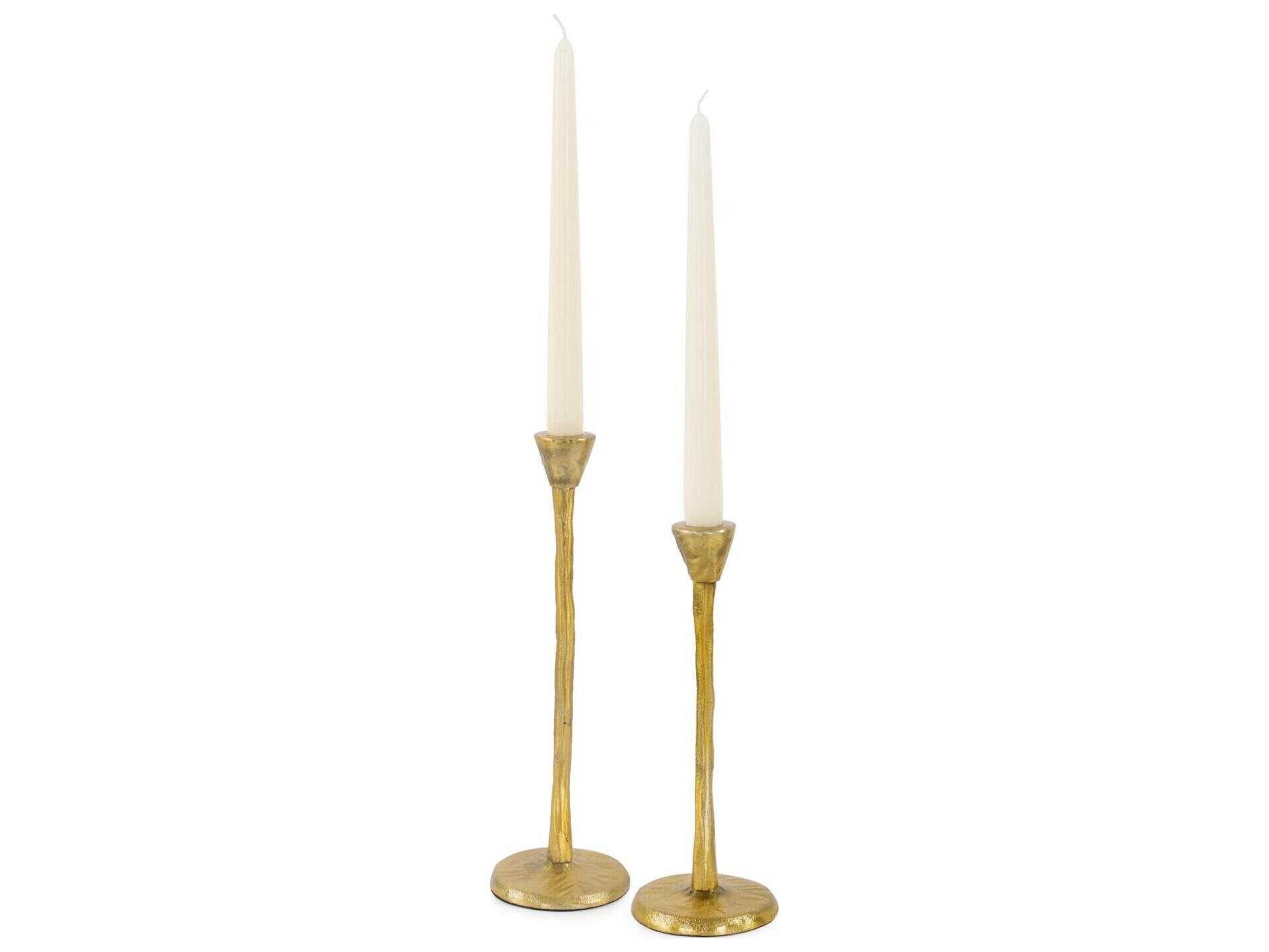 Howard Elliott Antiqued Gold Beiner Tall Candle Holder