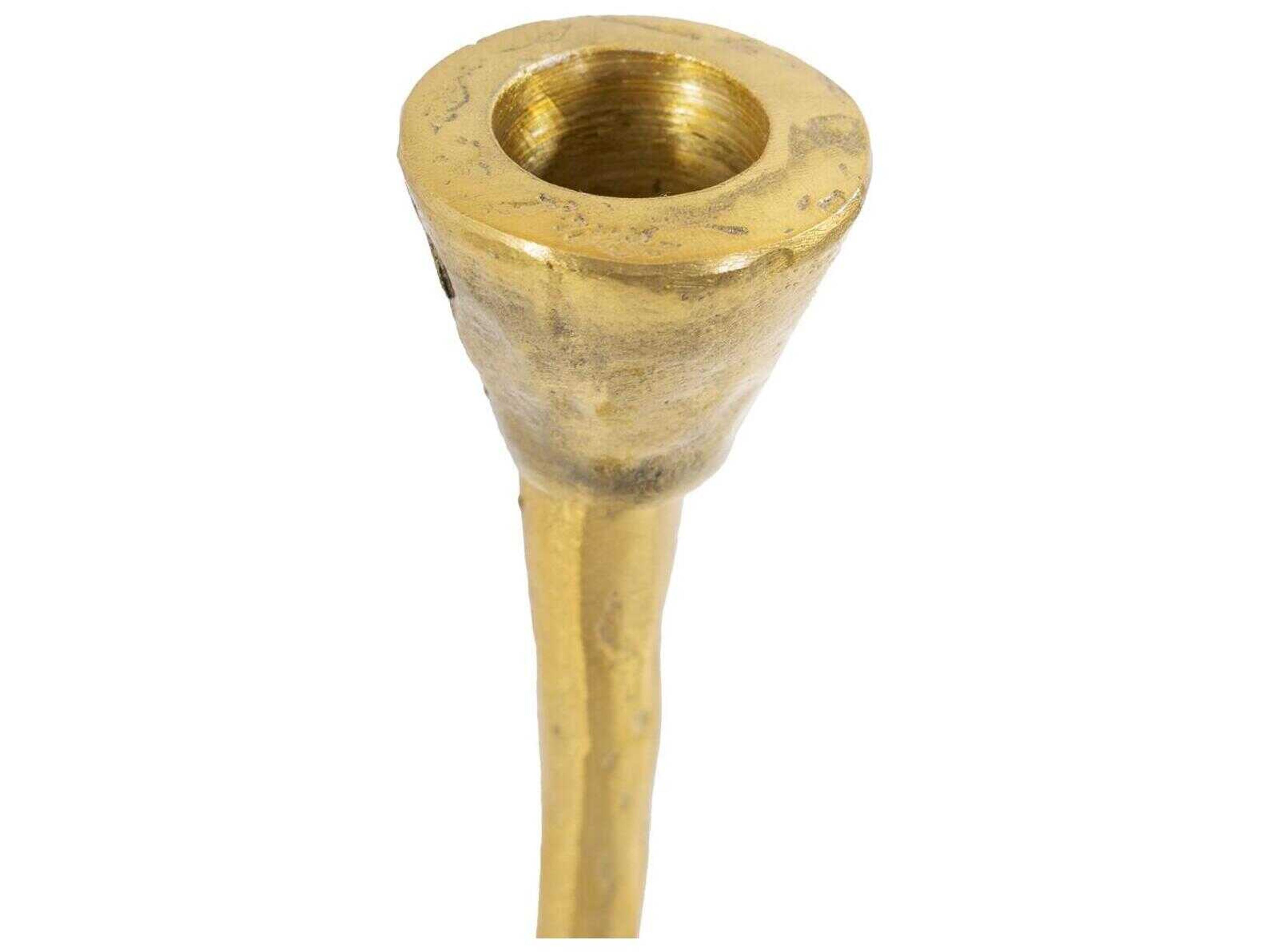 Howard Elliott Antiqued Gold Beiner Short Candle Holder