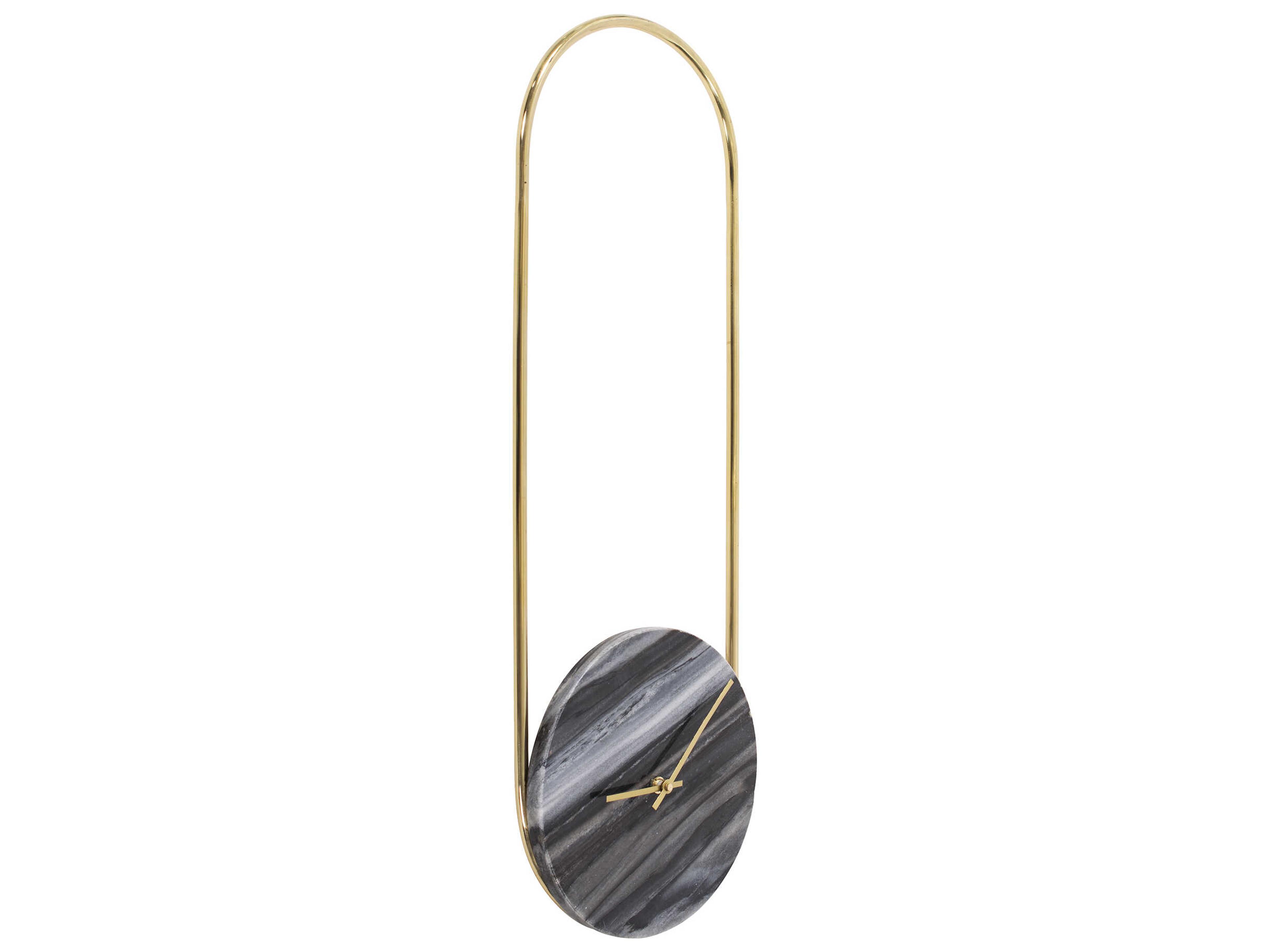 Howard Elliott Balance of Mies Black Marble / Stainless Steel Clock