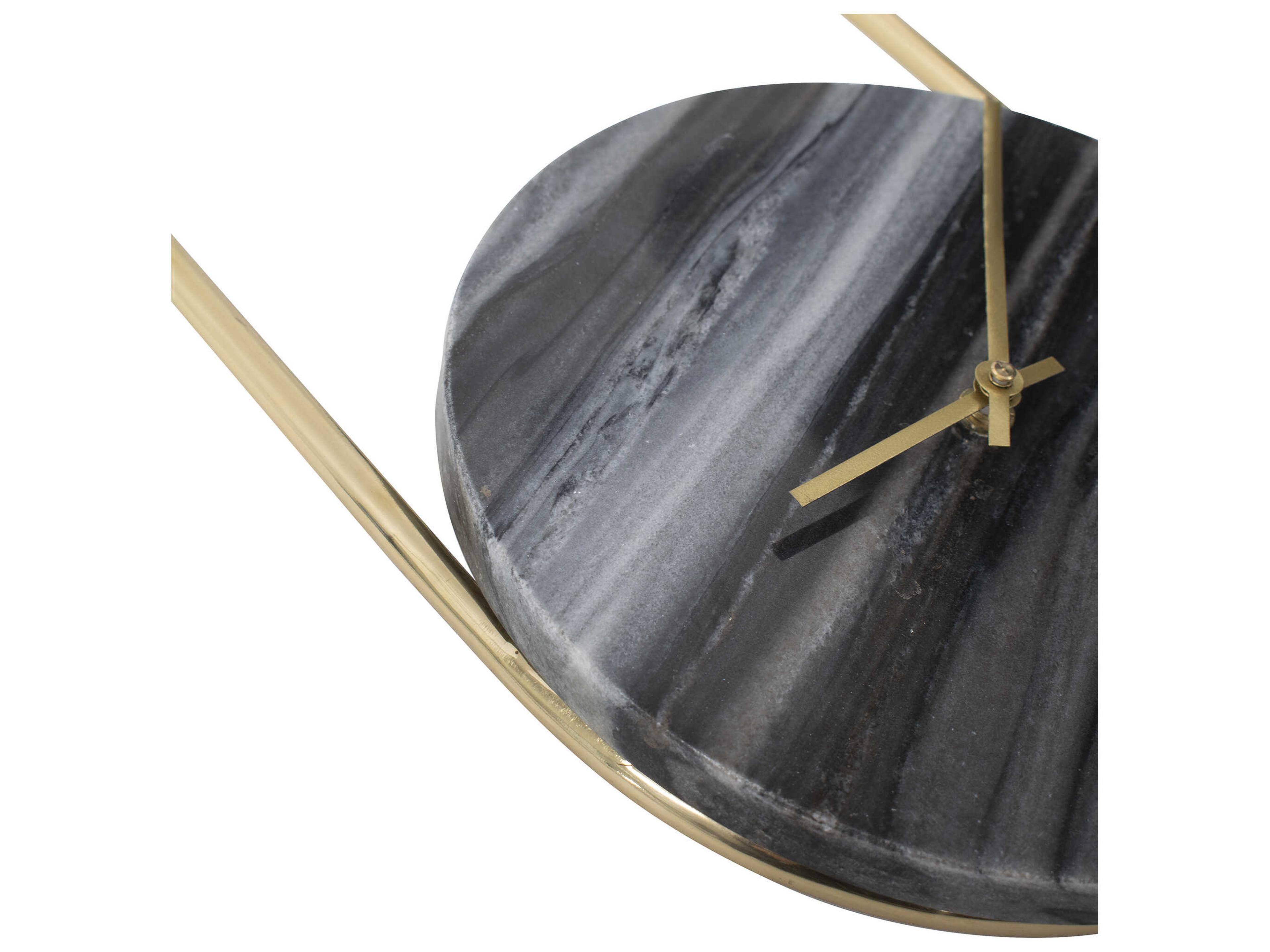 Howard Elliott Balance of Mies Black Marble / Stainless Steel Clock