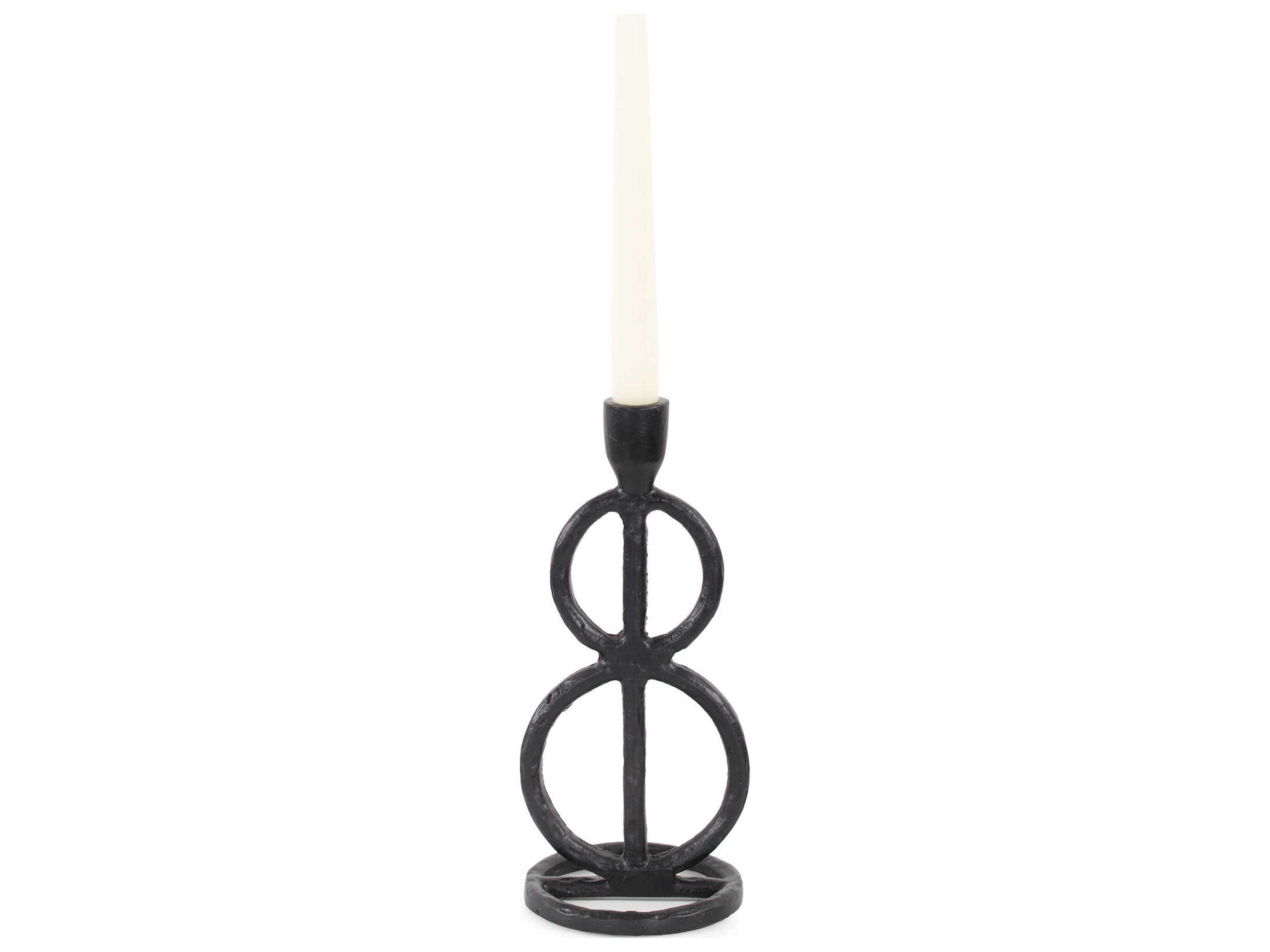 Howard Elliott Matte Black Double Circle Arman Candle Holder