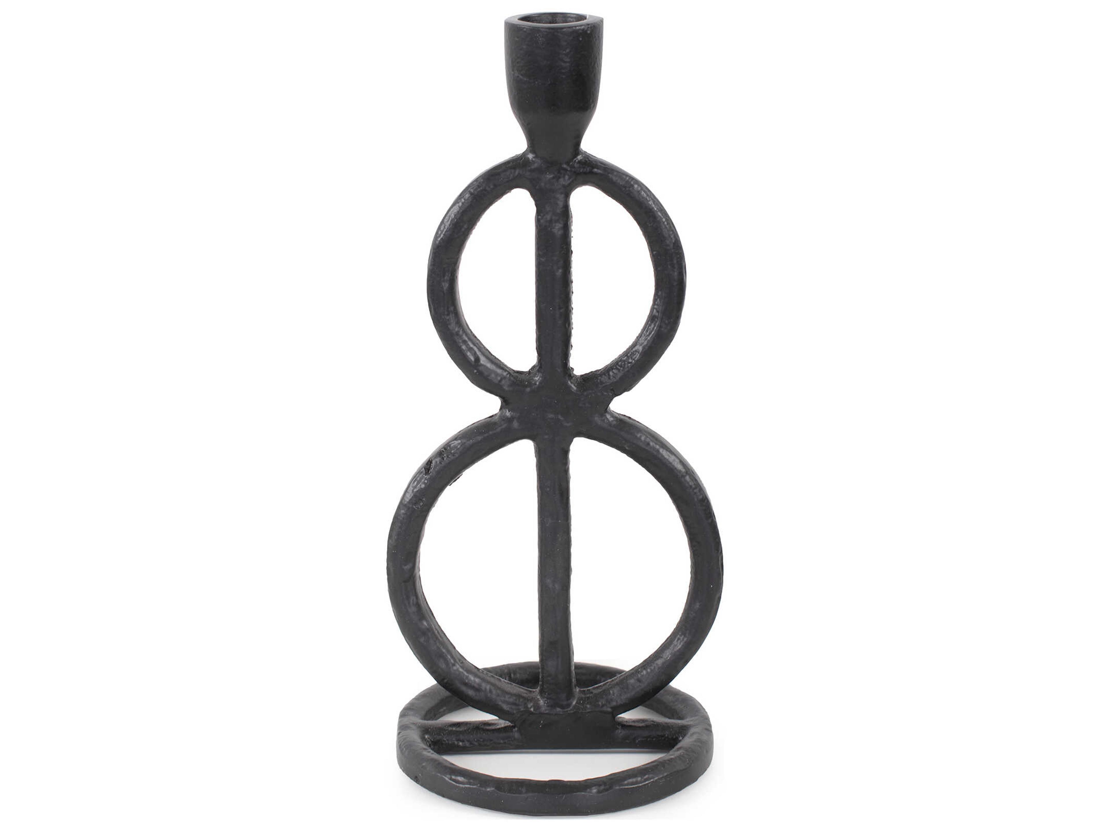 Howard Elliott Matte Black Double Circle Arman Candle Holder